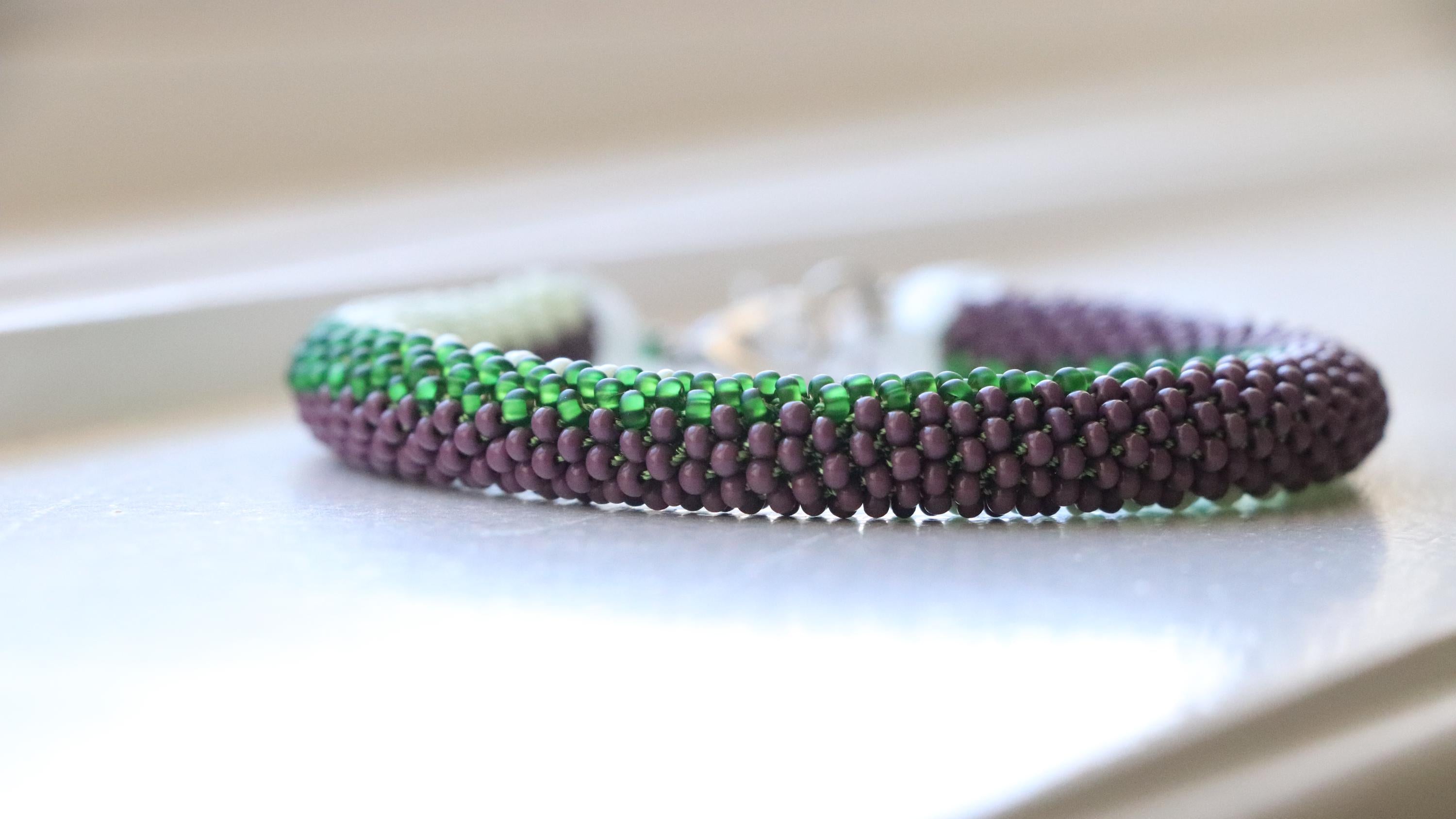 Handcrafted spiral green bracelet