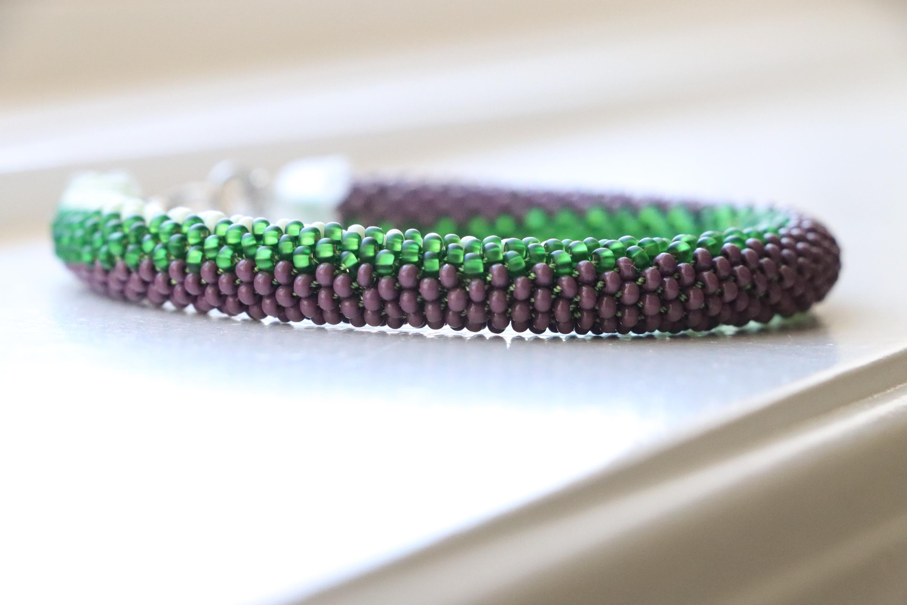Handcrafted spiral green bracelet