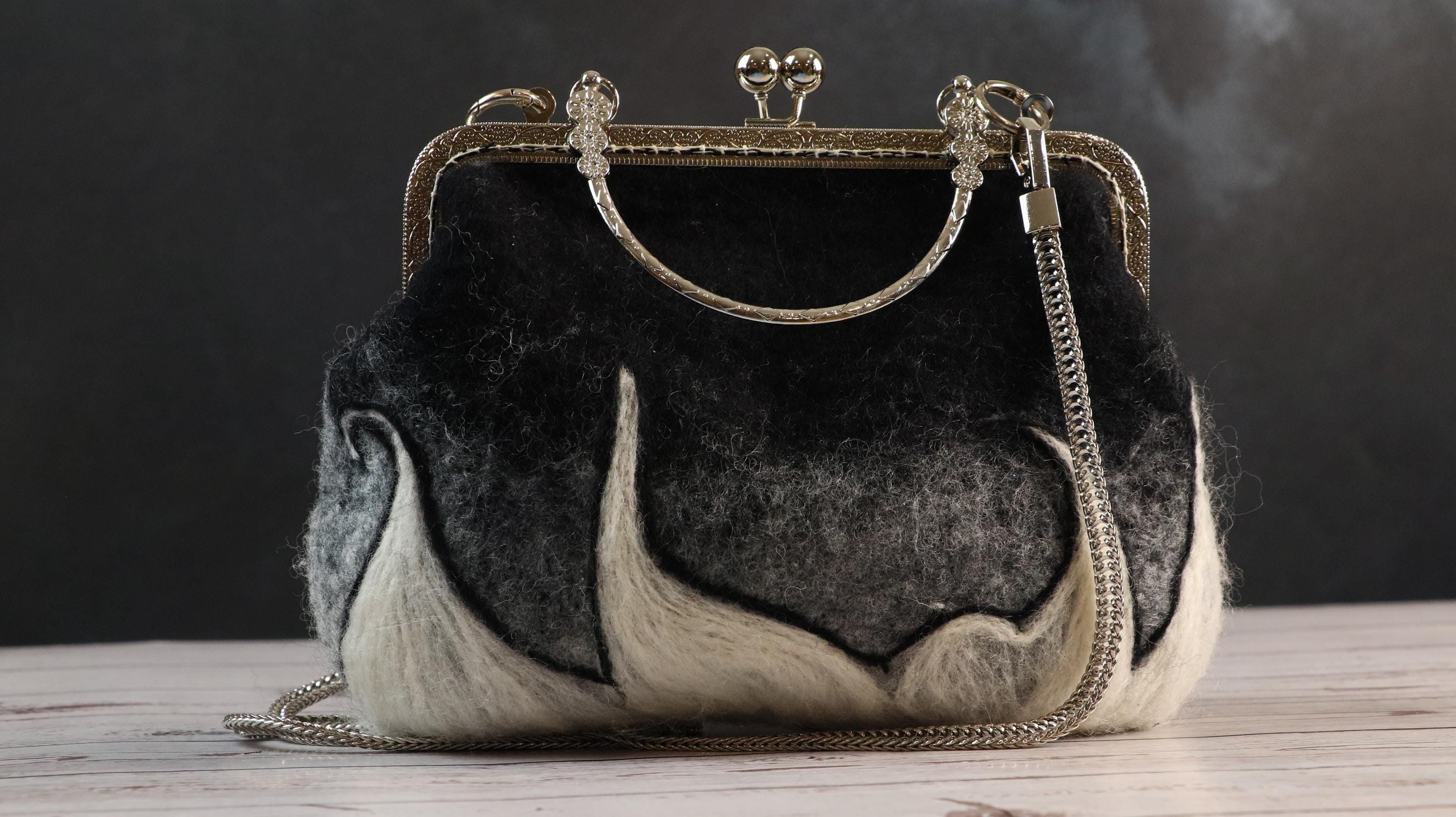 Handmade Felt Bag with Metal Chain