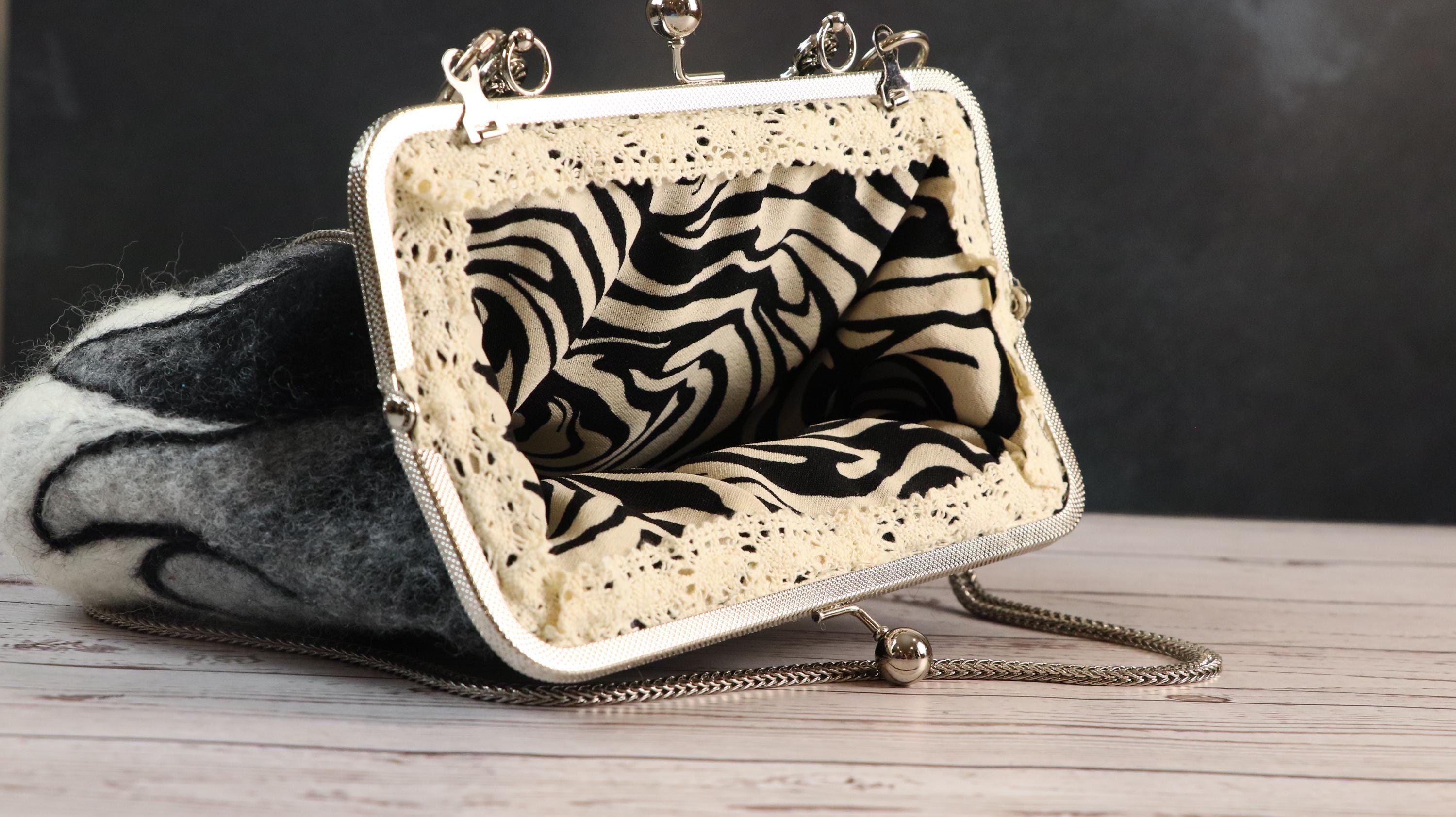 Handmade Felt Bag with Metal Chain