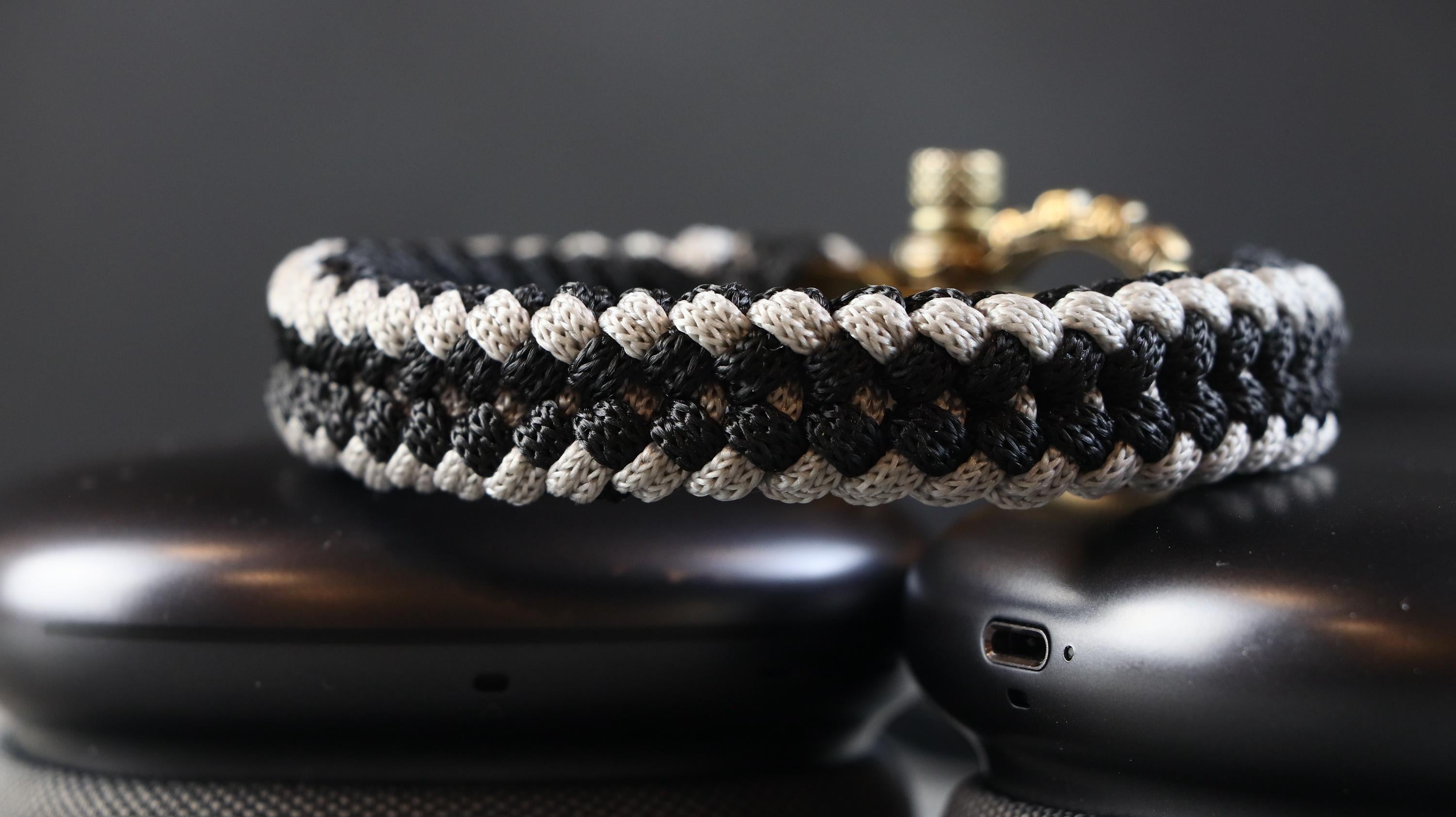 Handmade Gray & Black Pattern Men’s Macrame Bracelet
