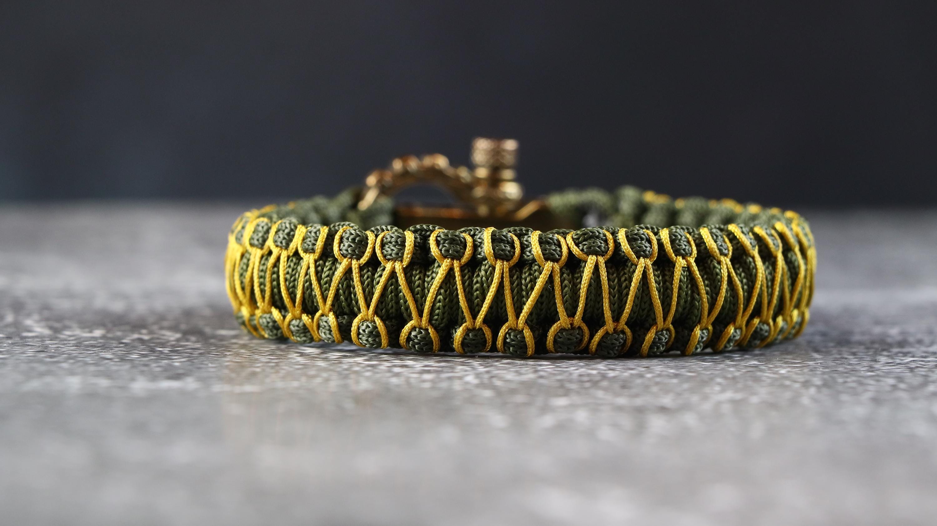 Handmade Green & Mustard Men’s Minimal Paracord Bracelet
