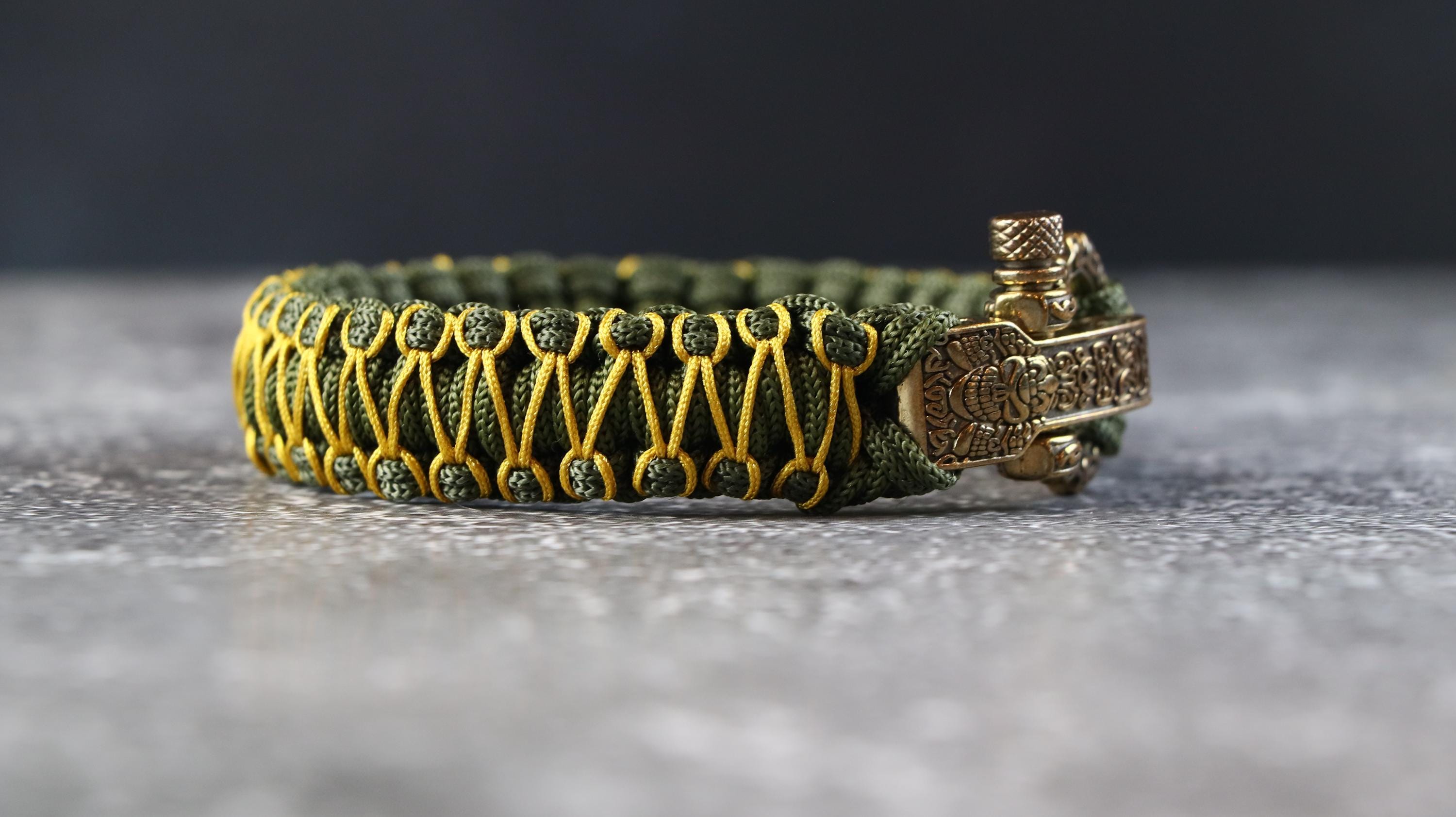 Handmade Green & Mustard Men’s Minimal Paracord Bracelet