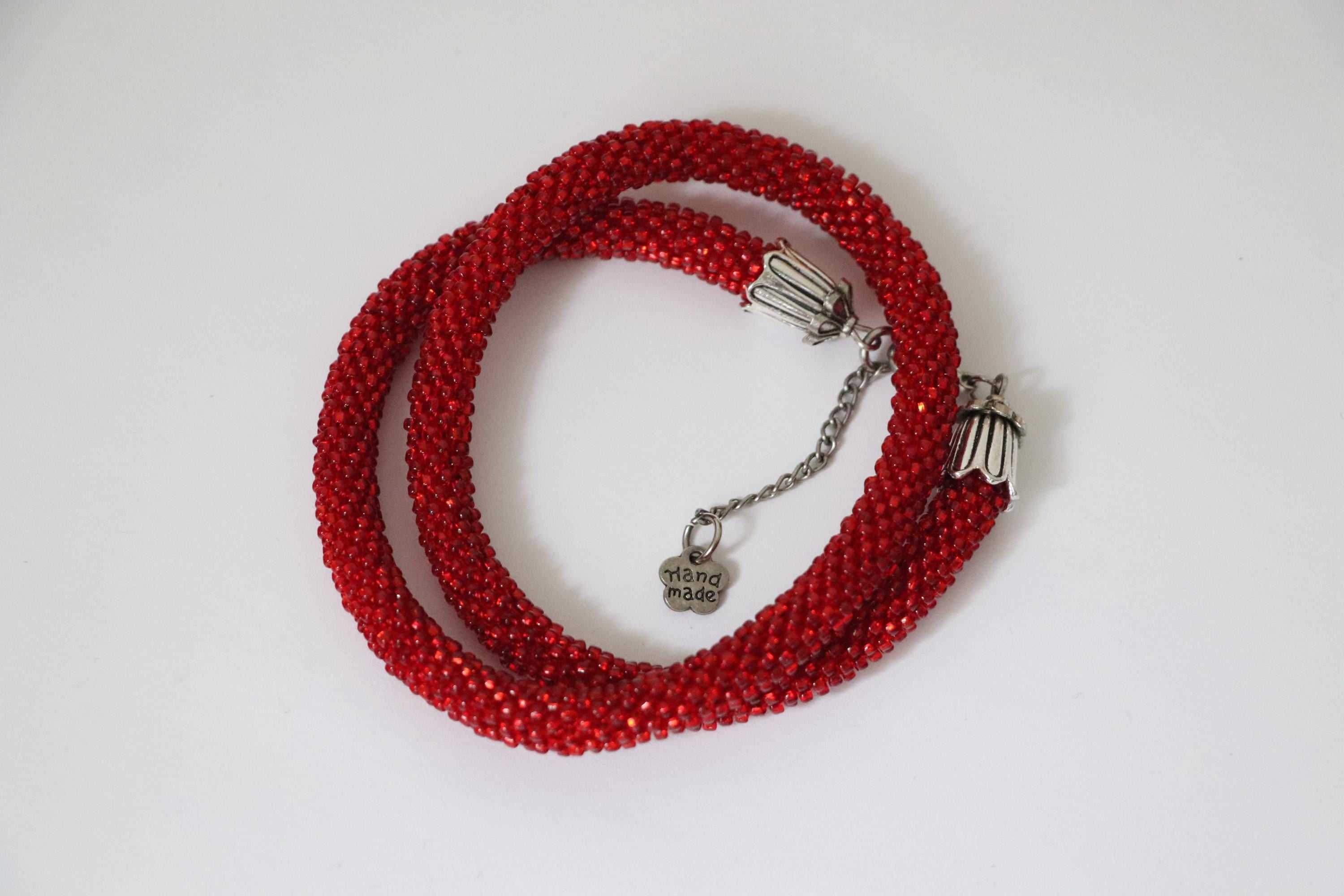 Handmade Red Crochet Necklace