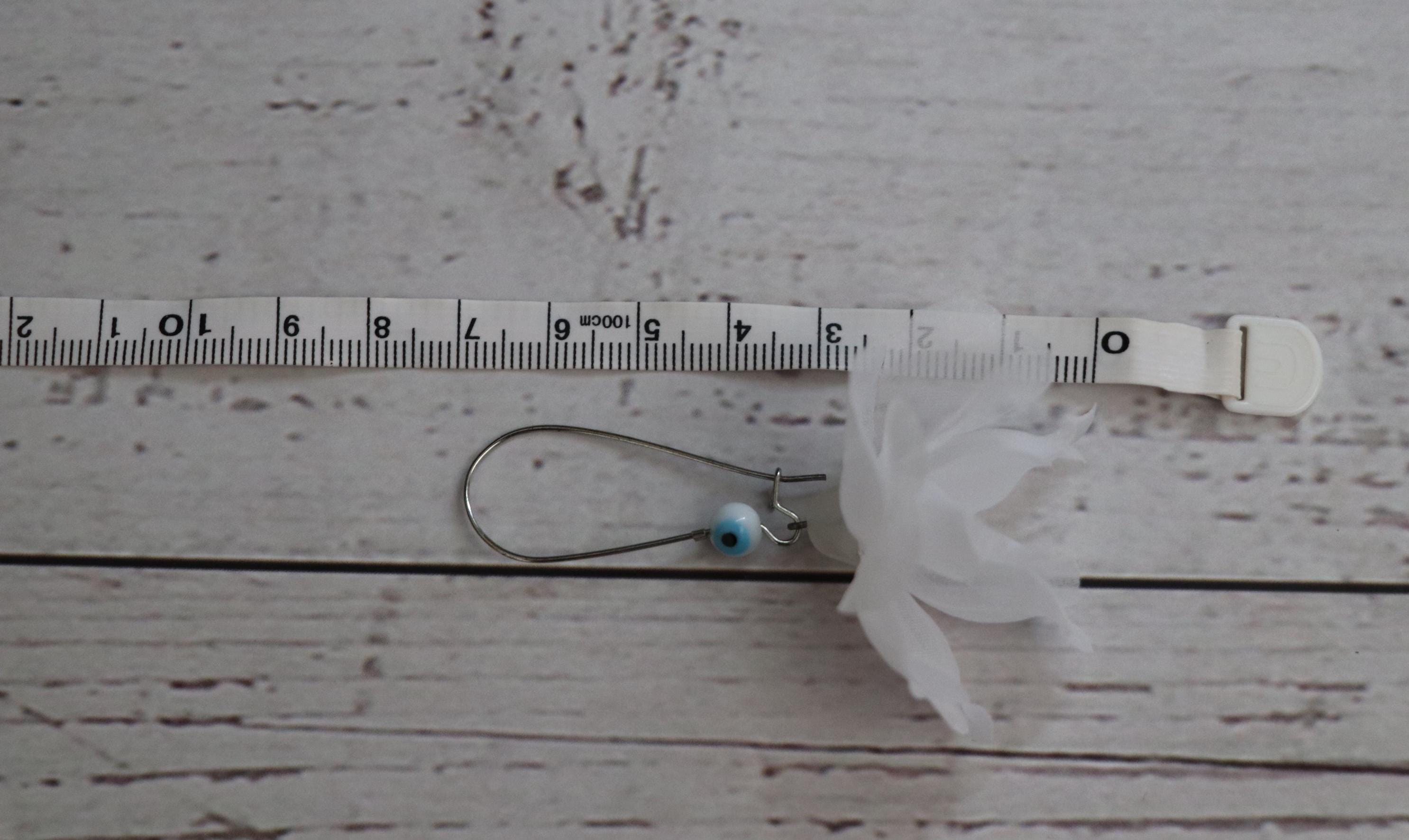 Handmade White Flower Earrings with Evil Eye