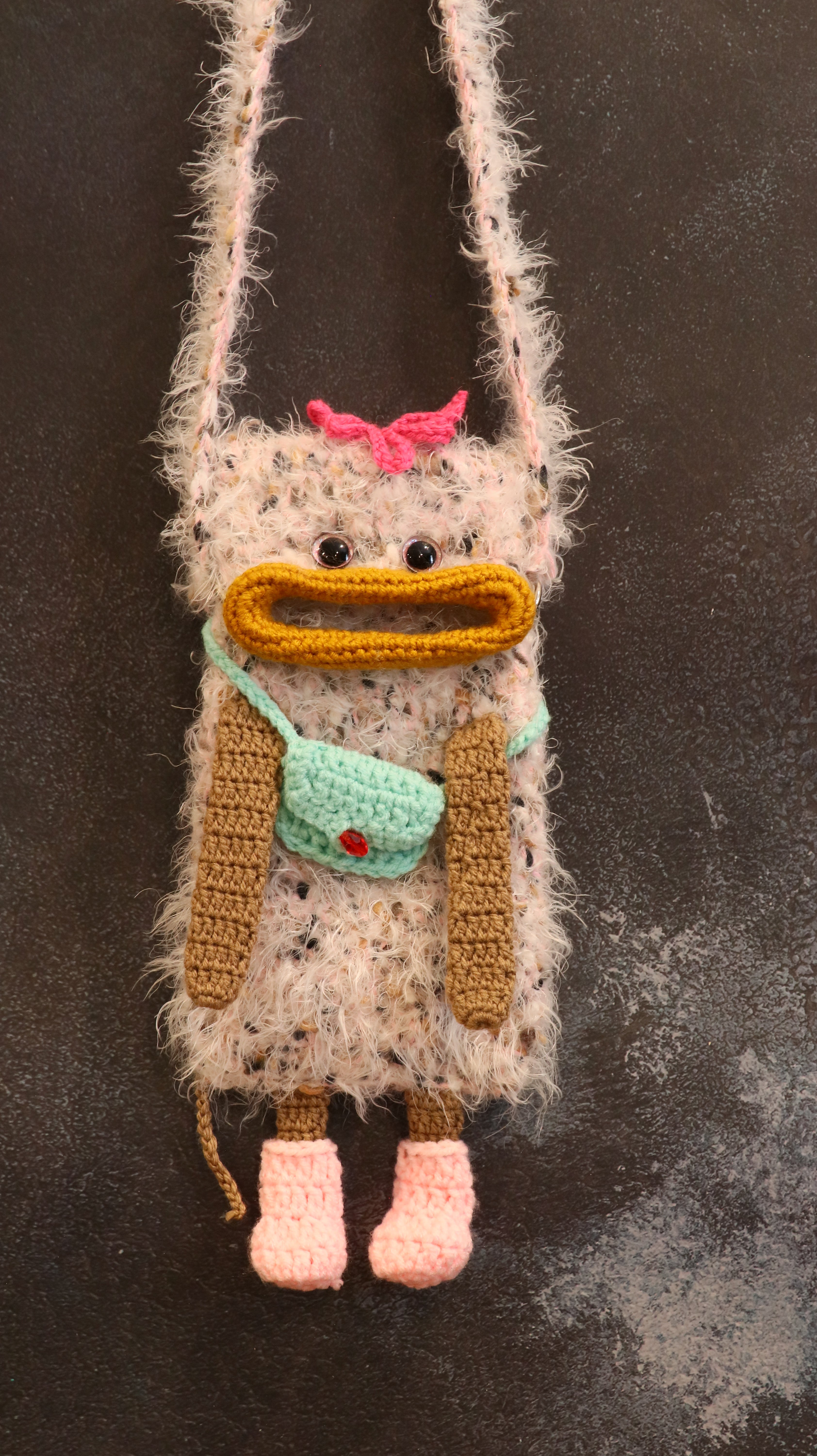 Zibby Crochet Plush Bag – Adjustable Backpack