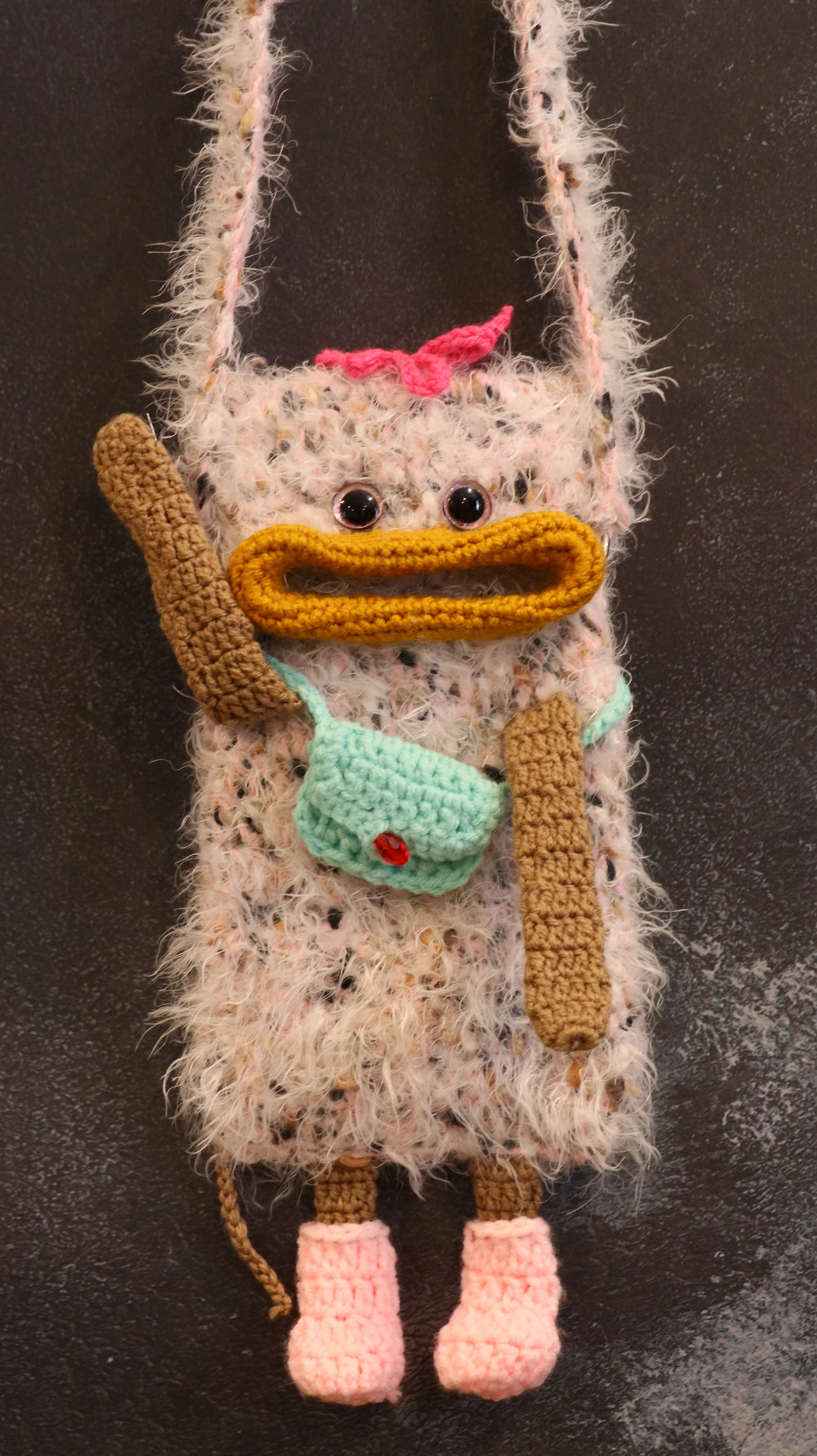 Zibby Crochet Plush Bag – Adjustable Backpack
