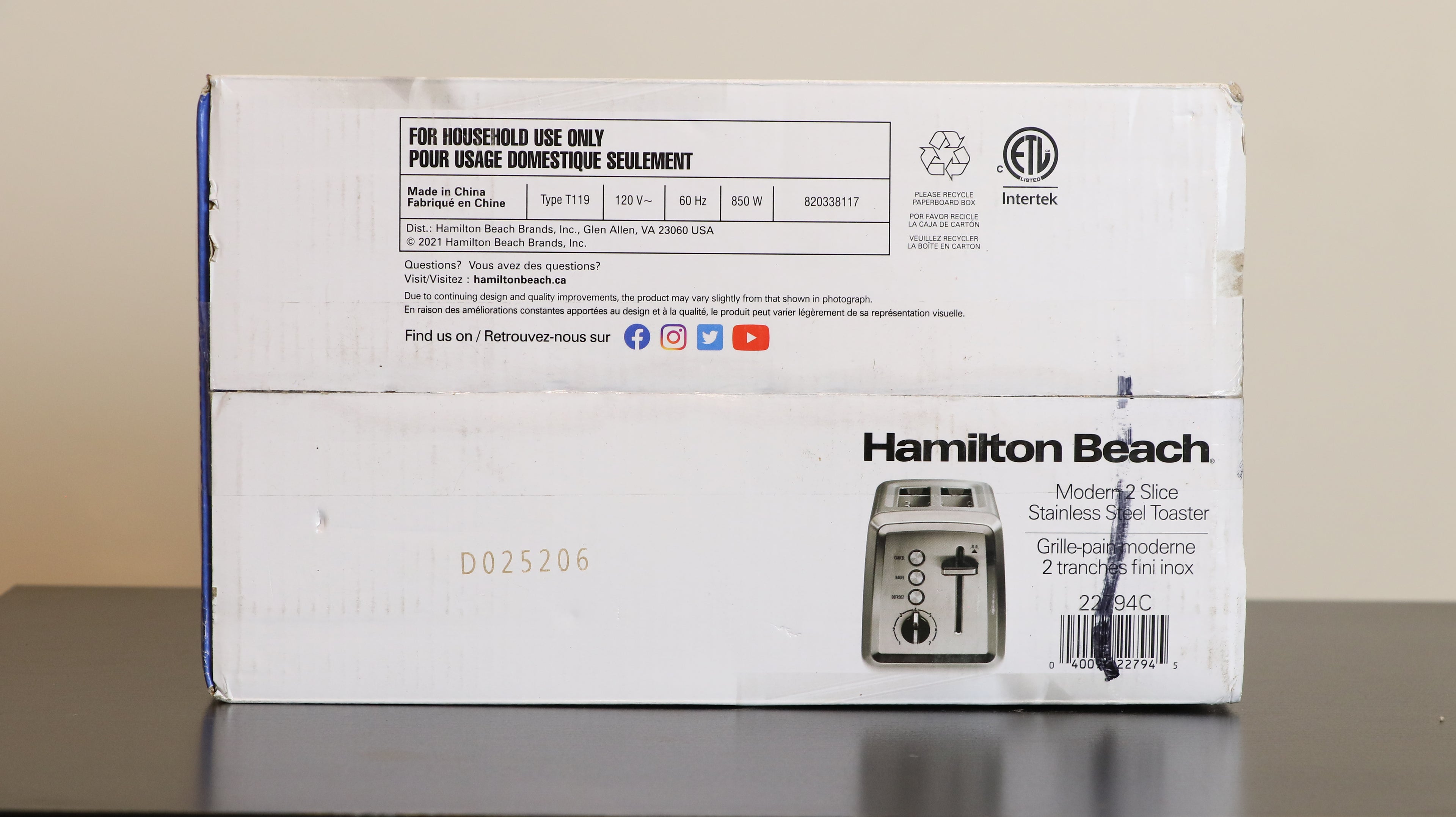 Hamilton Beach 2 Slice Toaster Stainless Steel Calgary