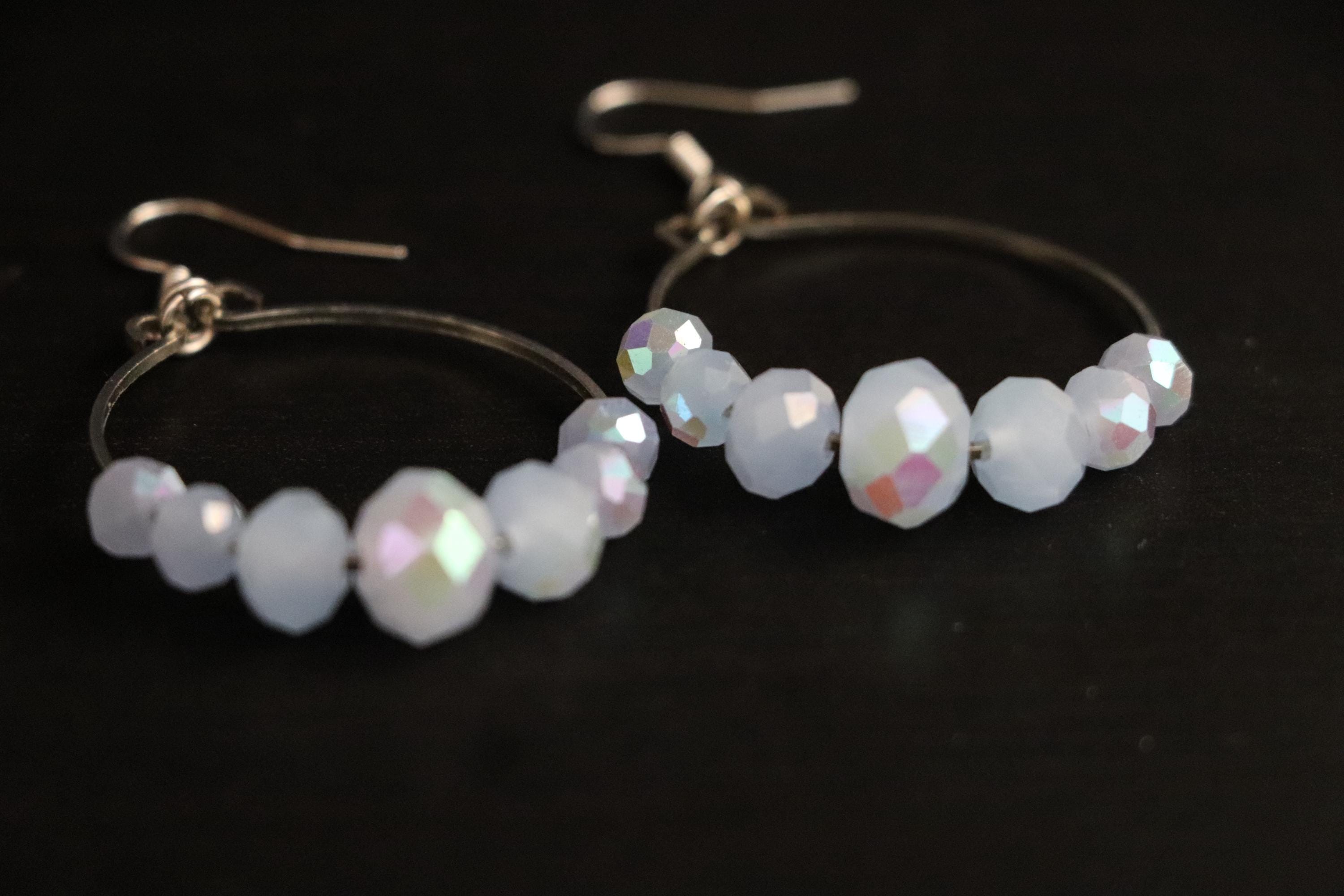 Light Blue Bead Hoop Earrings