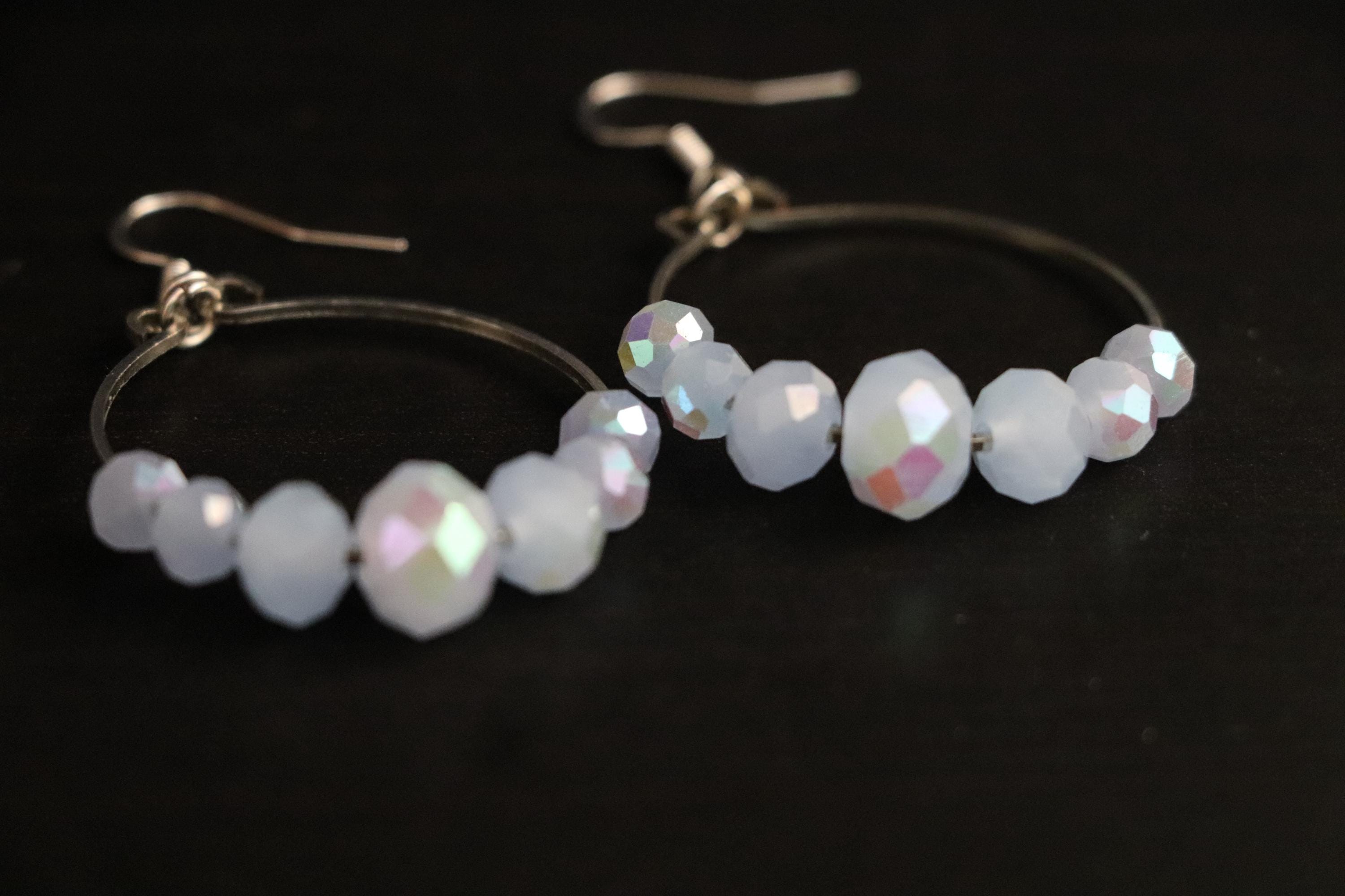 Light Blue Bead Hoop Earrings
