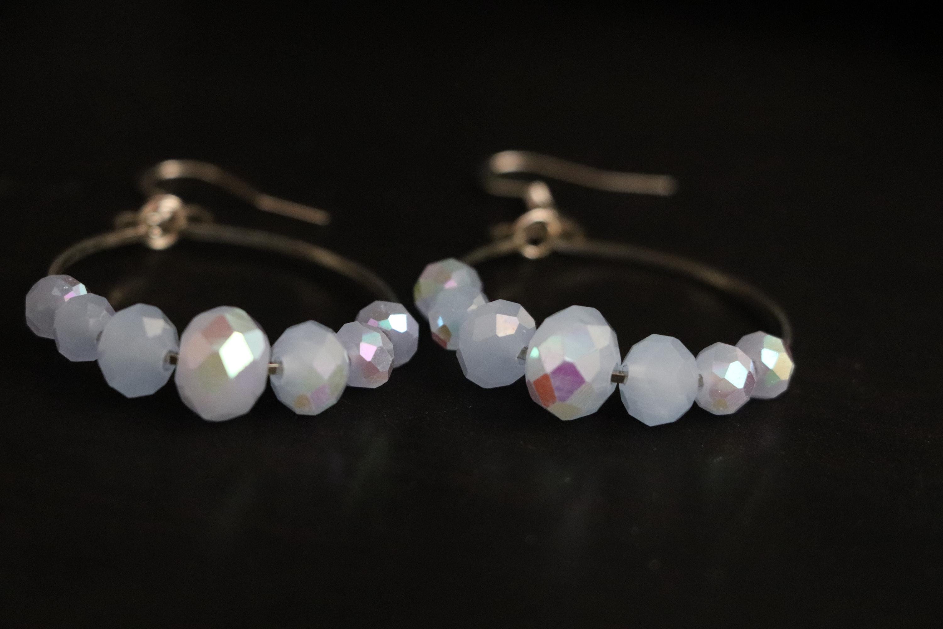 Light Blue Bead Hoop Earrings