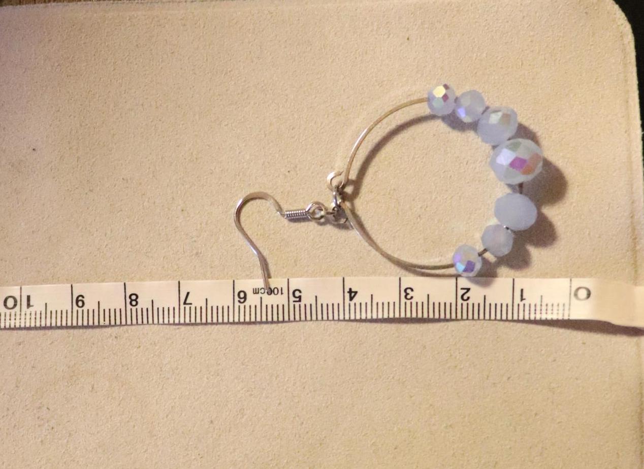 Light Blue Bead Hoop Earrings