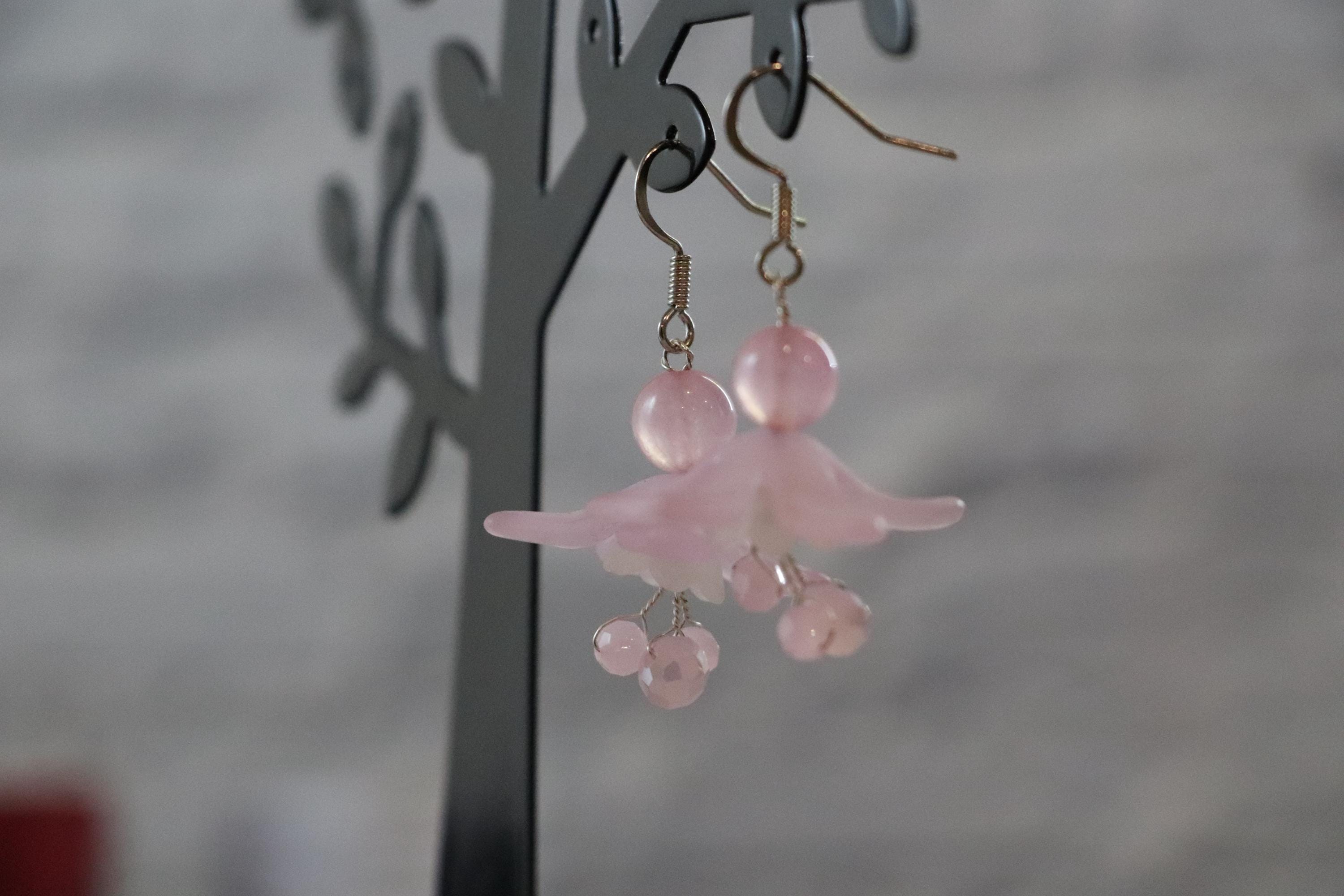 Light Pink Flower Earrings
