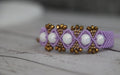 Lilac Macramé Bracelet with Gold & White Beads