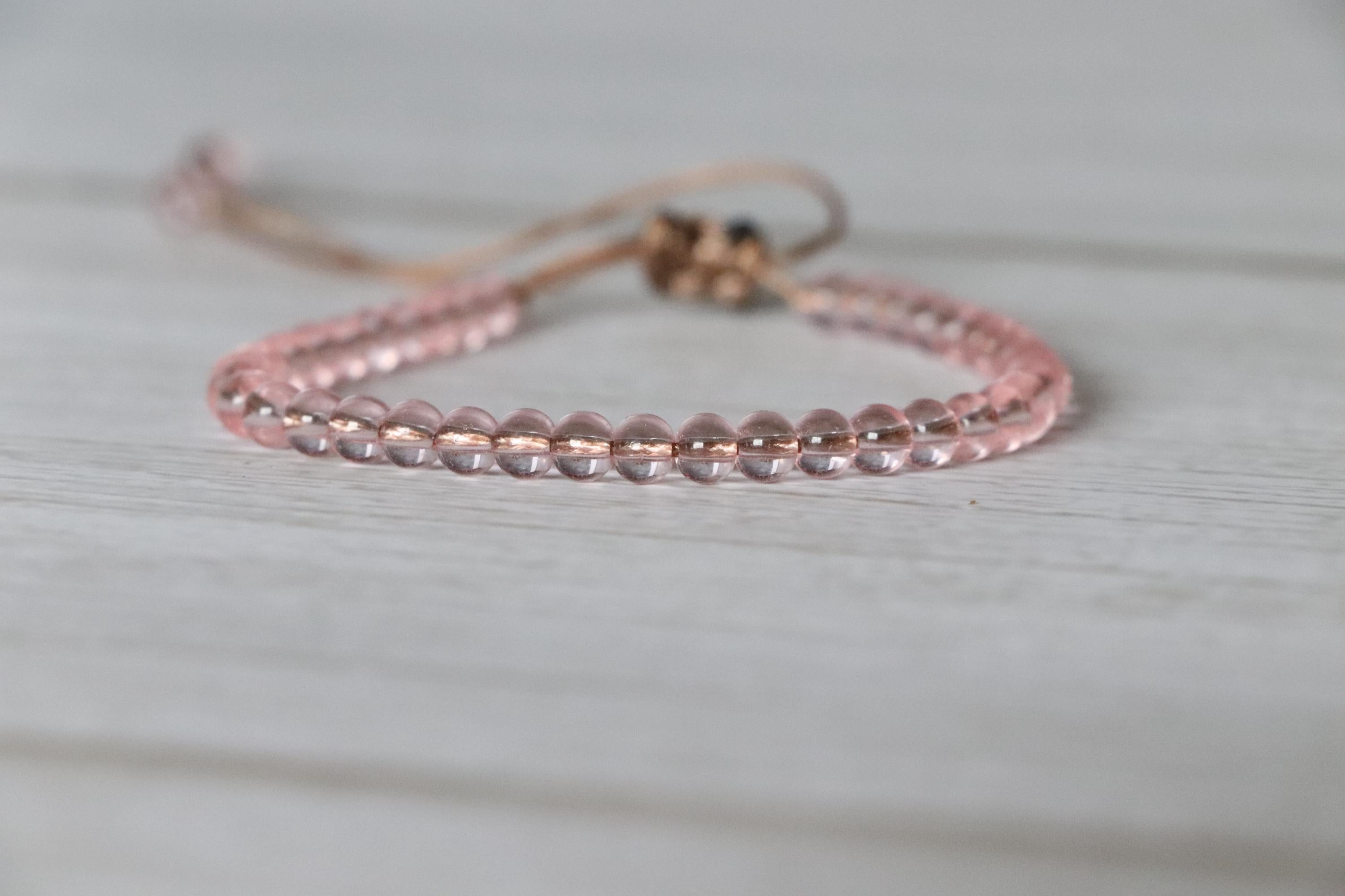 Lilac Woven Bracelet & Pink Glass Bead Bracelet – Handmade Soft Color Bracelet Set