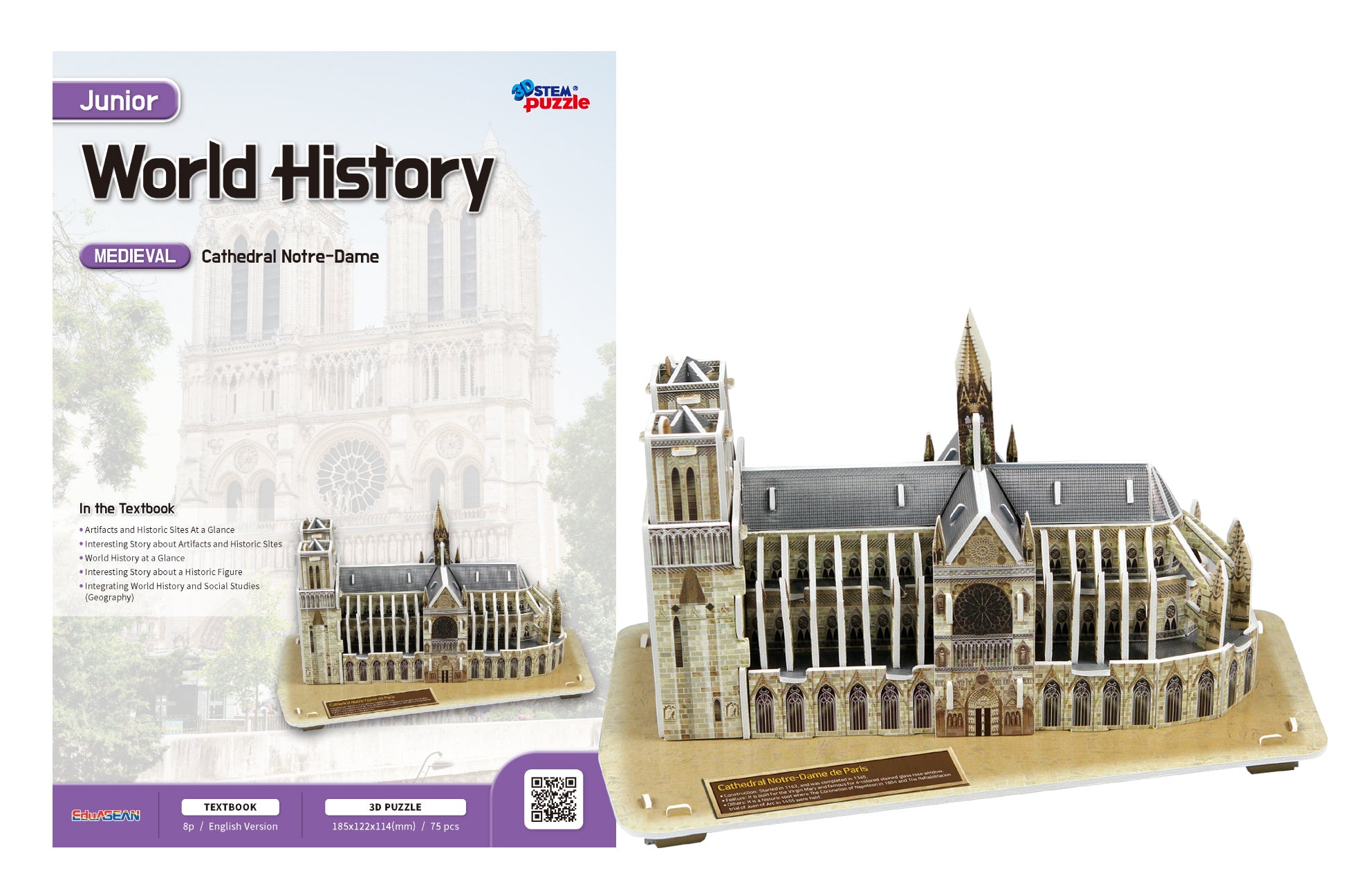 Notre-Dame Cathedral 3D STEM Puzzle for Kids – World History Educational Model