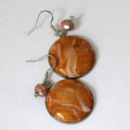 Orange Polymer Clay Earrings with Yellow & White Details – Handmade on Metal Base, Shiny Artistic Gift