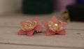 Pink&Beige Flower Earrings