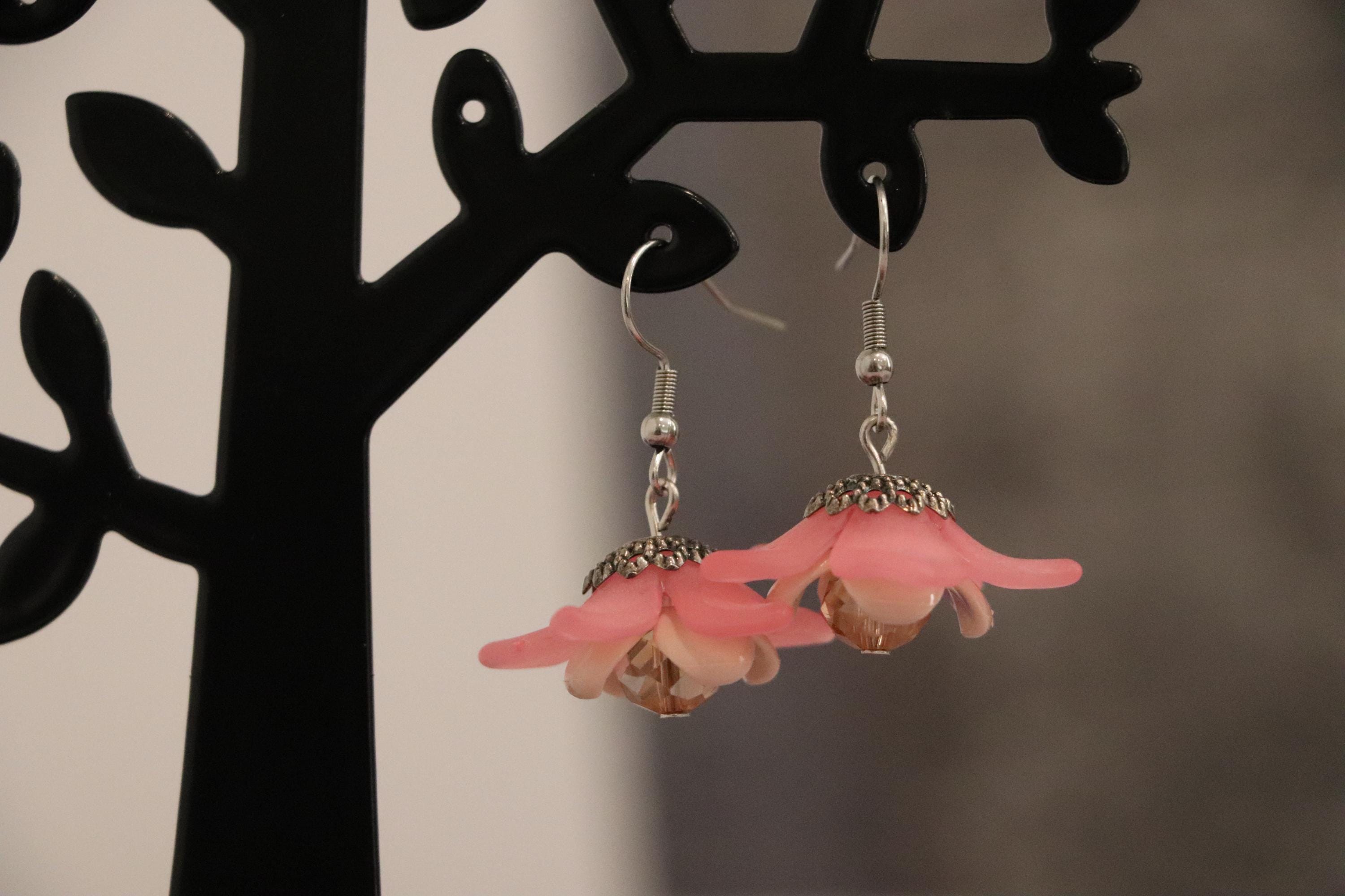 Pink&Beige Flower Earrings