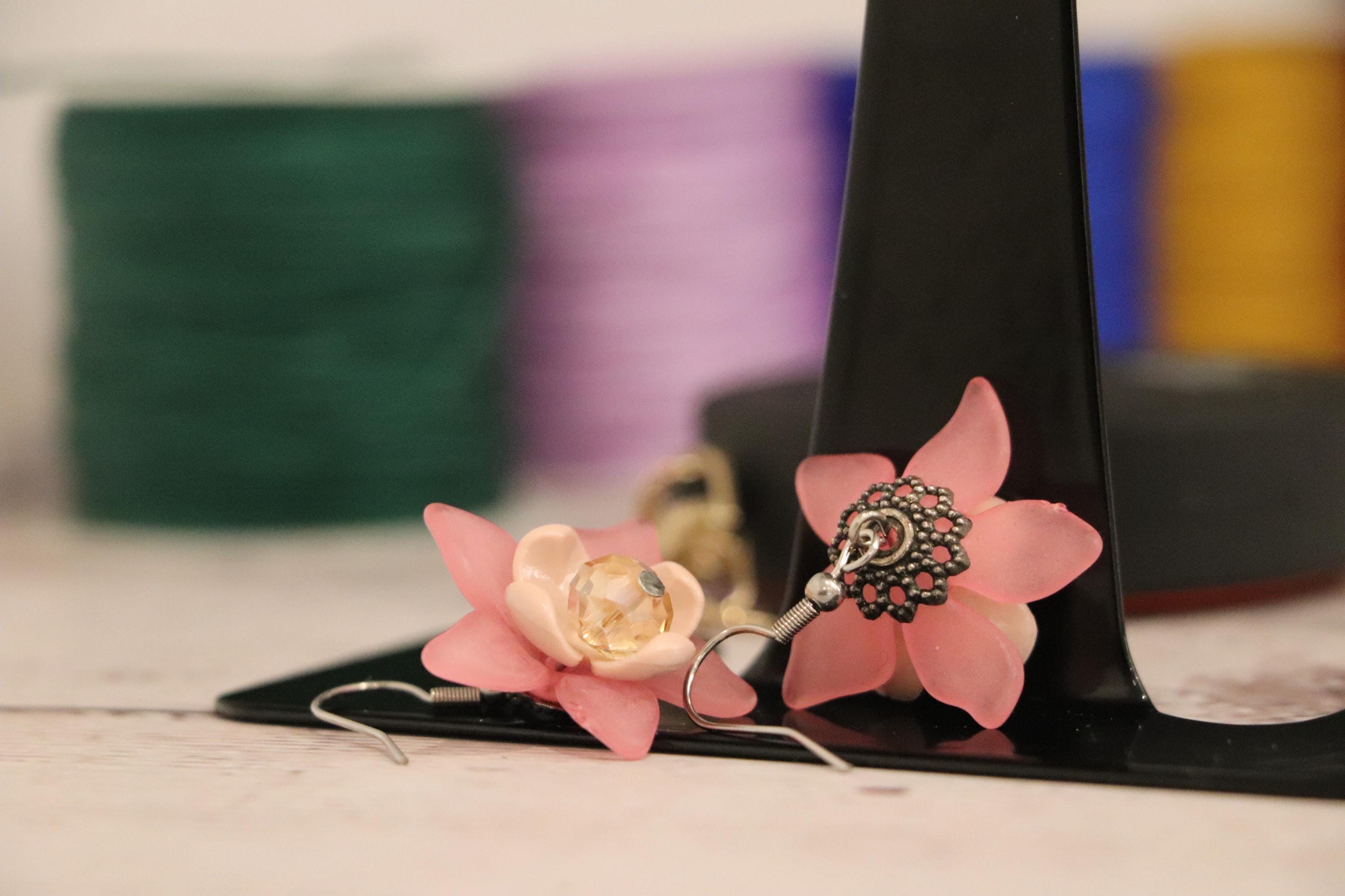 Pink&Beige Flower Earrings