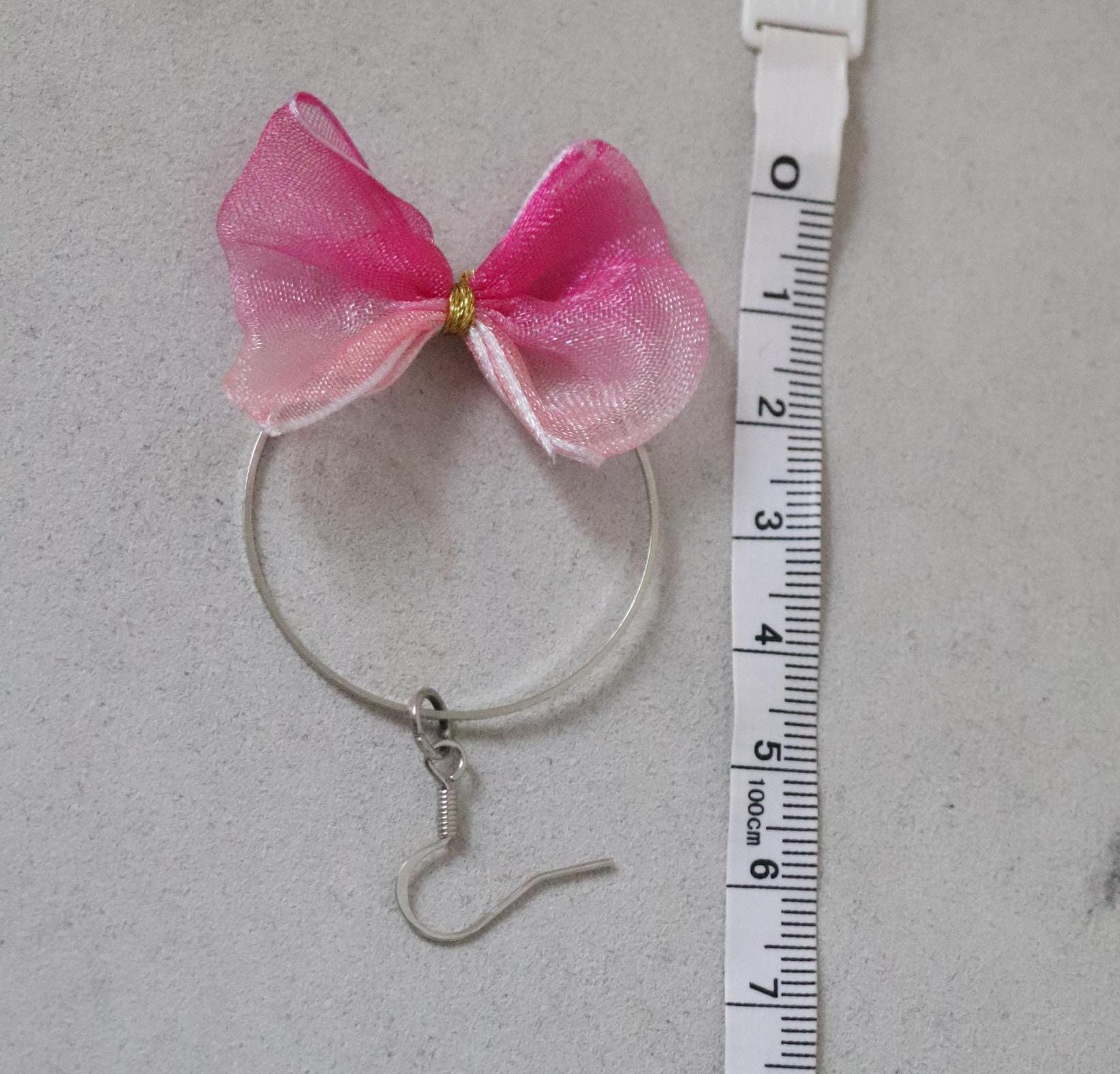 Pink Bow Hoop Earrings