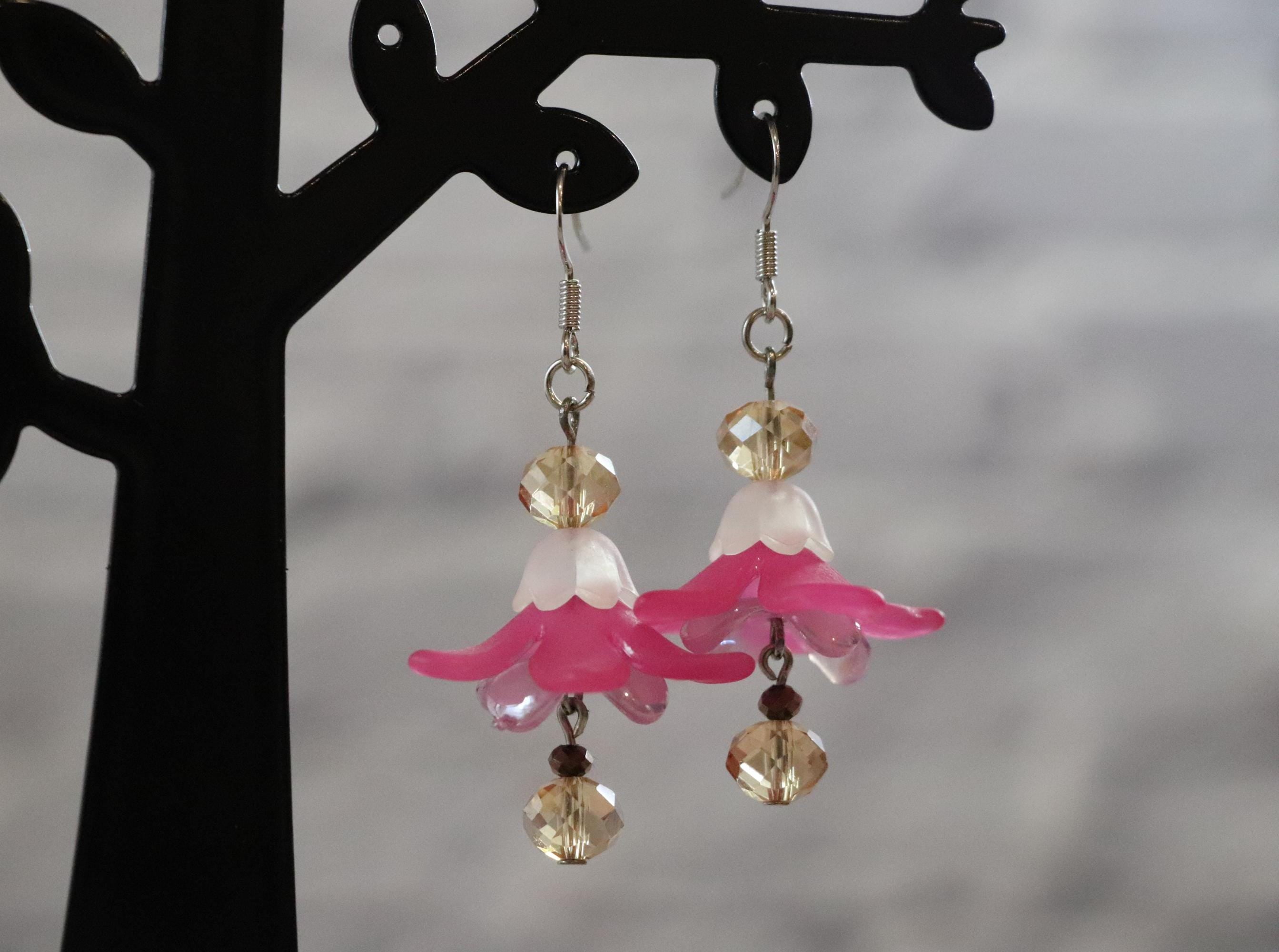 Pink Flower Earrings