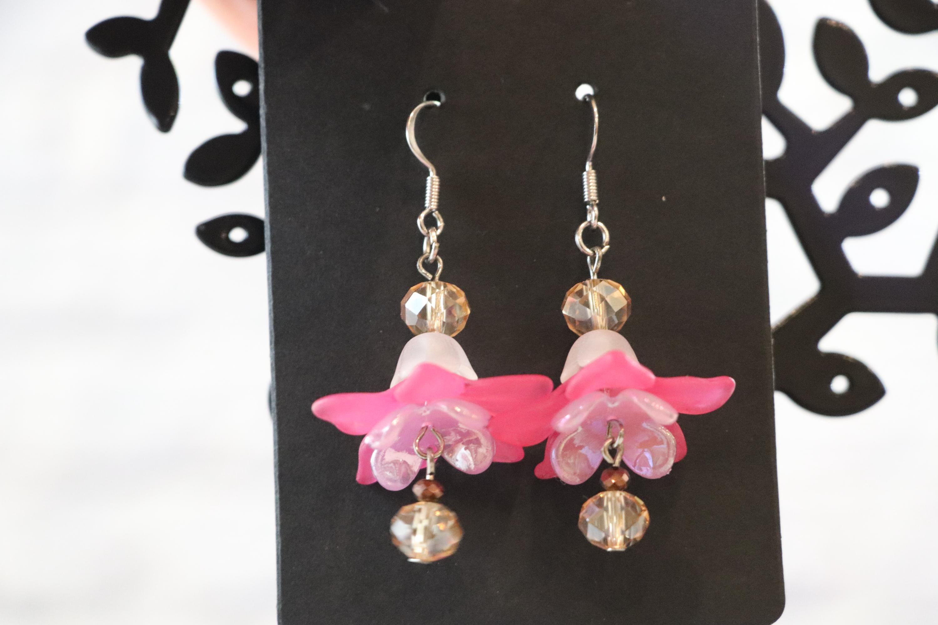 Pink Flower Earrings