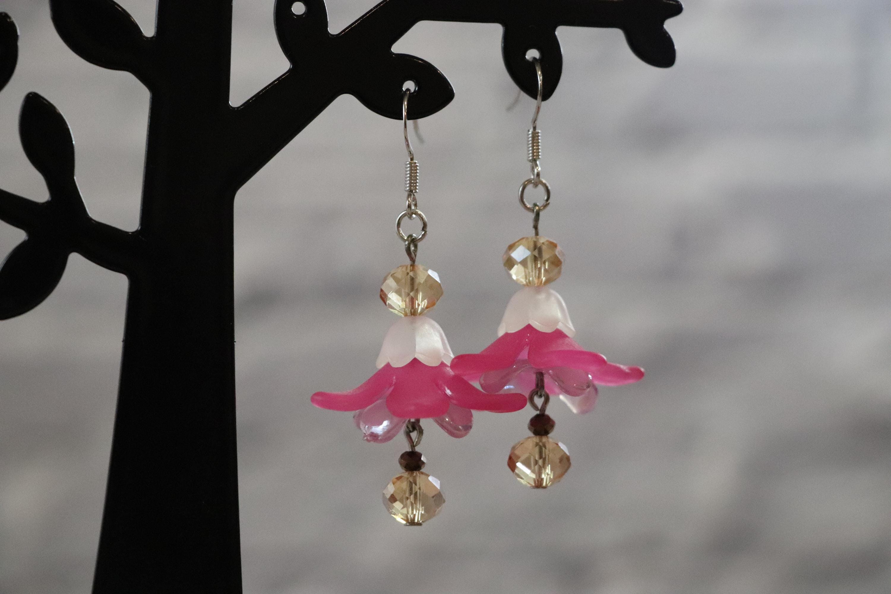 Pink Flower Earrings