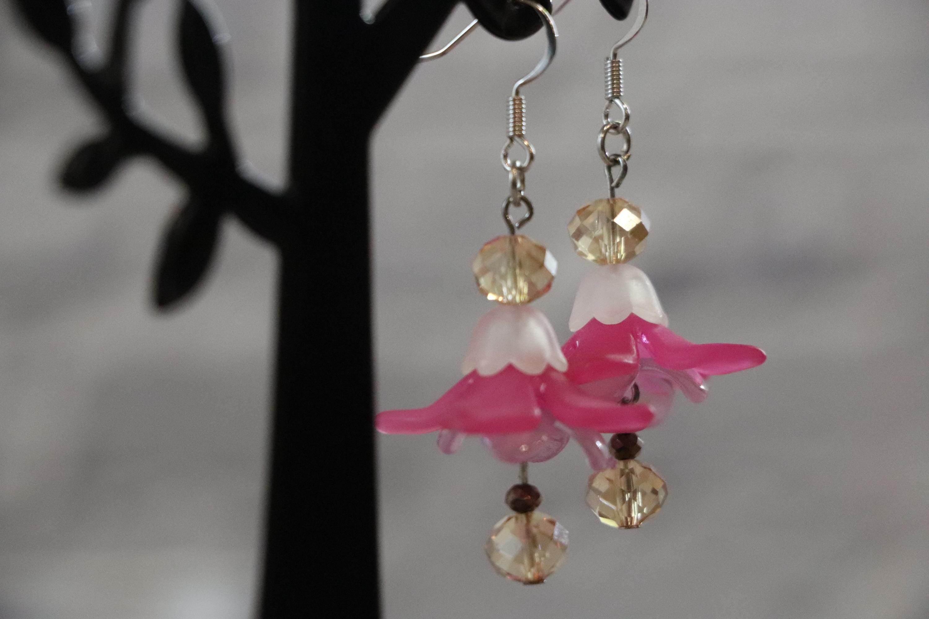 Pink Flower Earrings