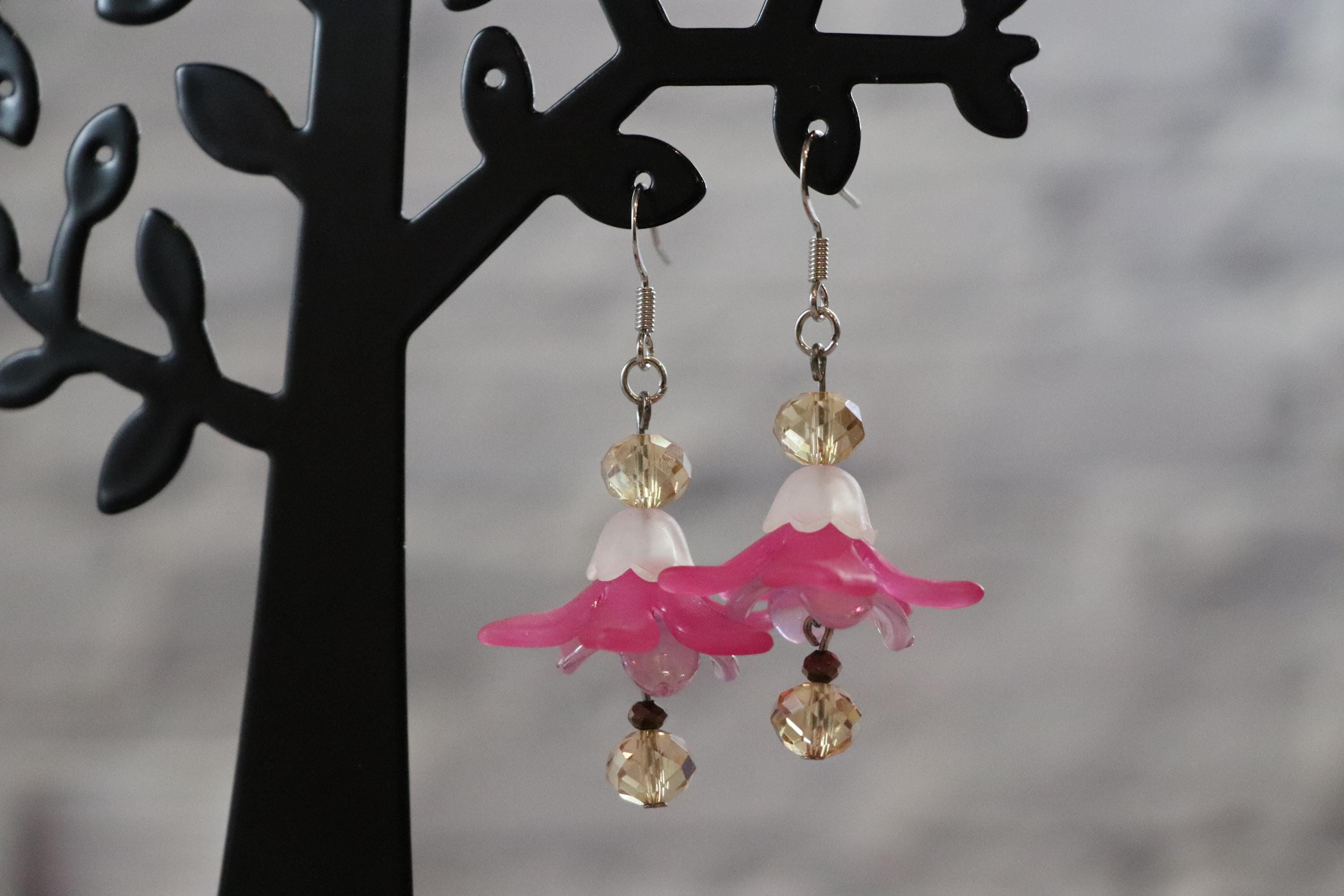 Pink Flower Earrings