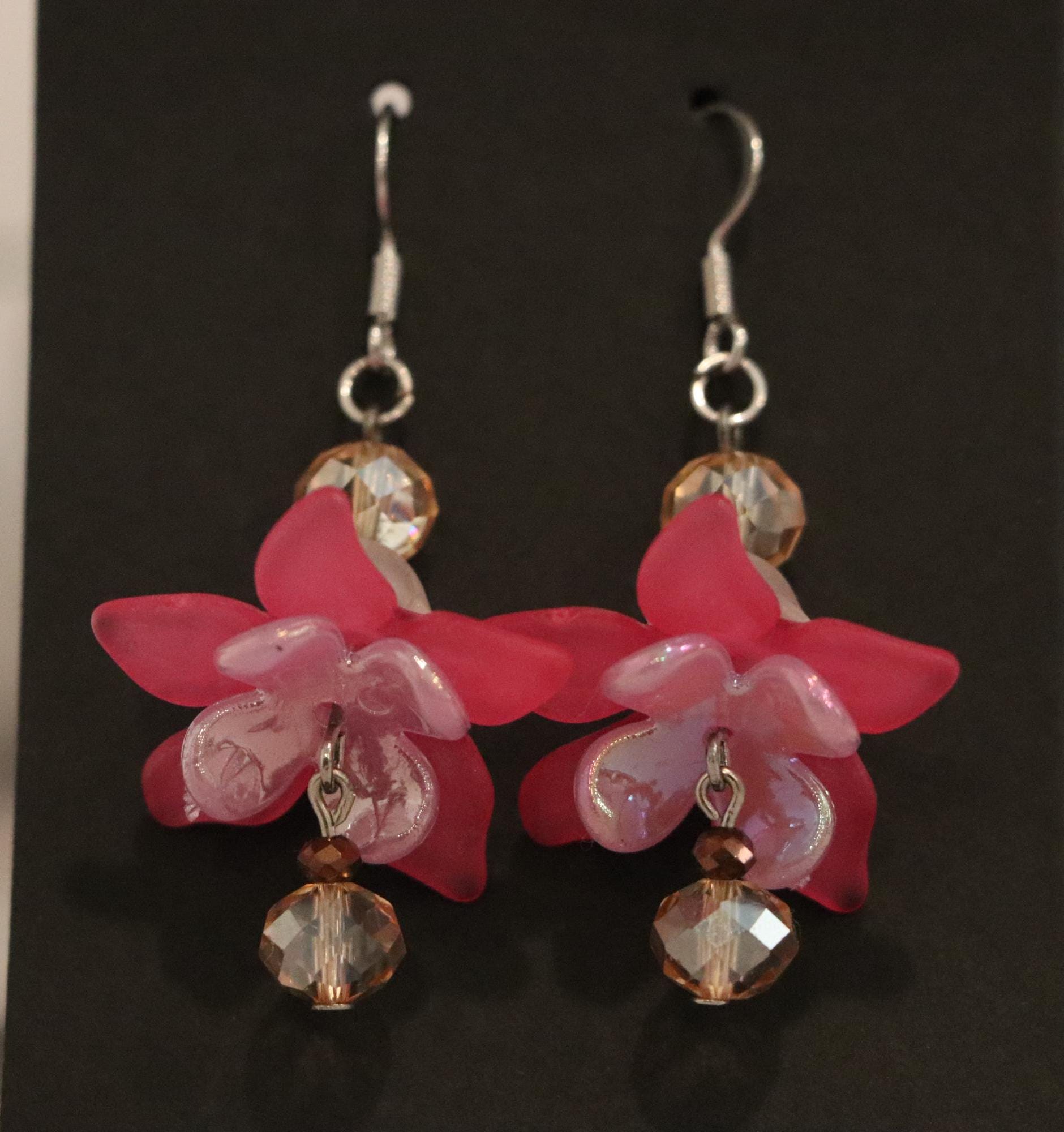Pink Flower Earrings