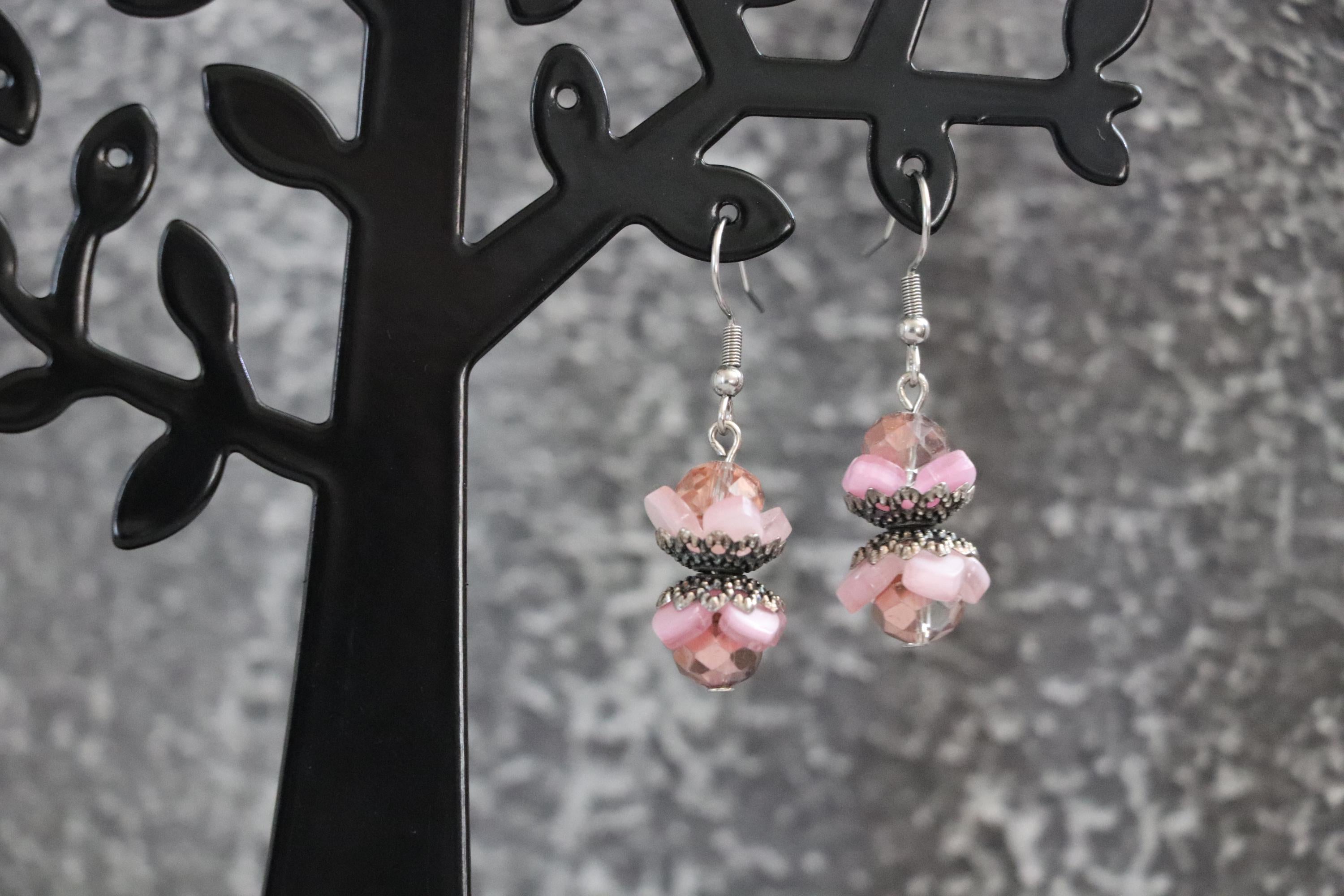 Pink & Silver Dangle Earrings