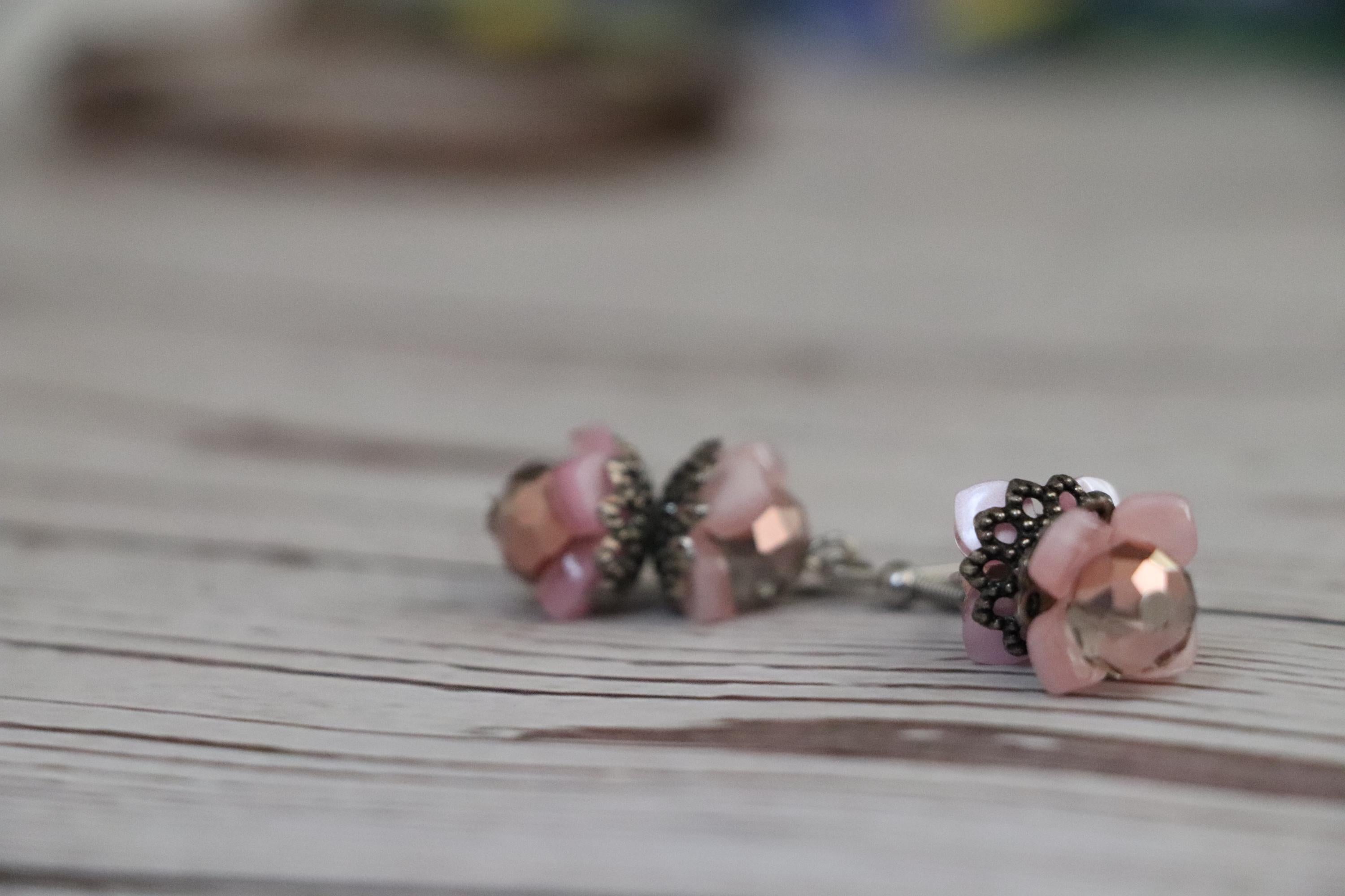 Pink & Silver Dangle Earrings