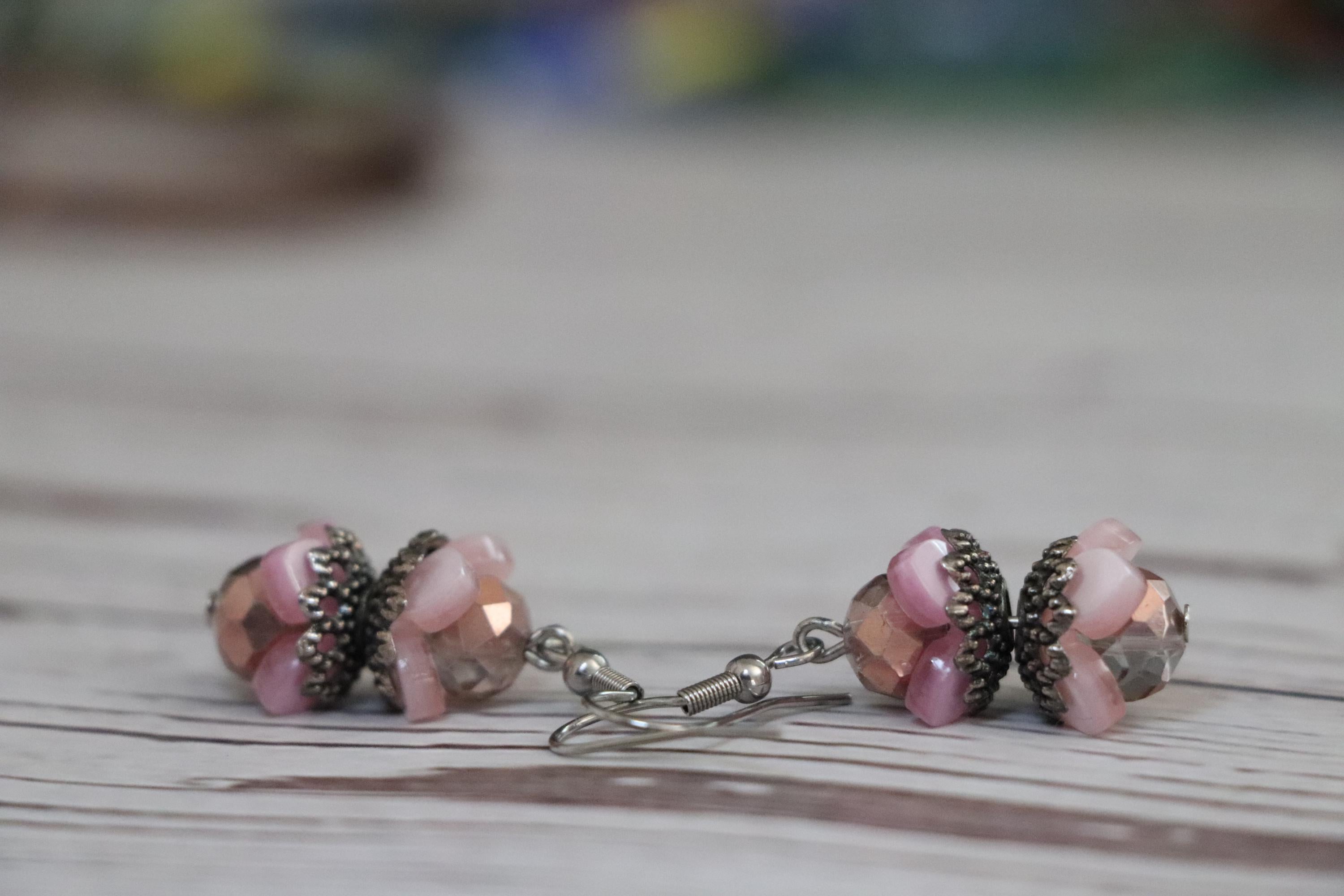 Pink & Silver Dangle Earrings