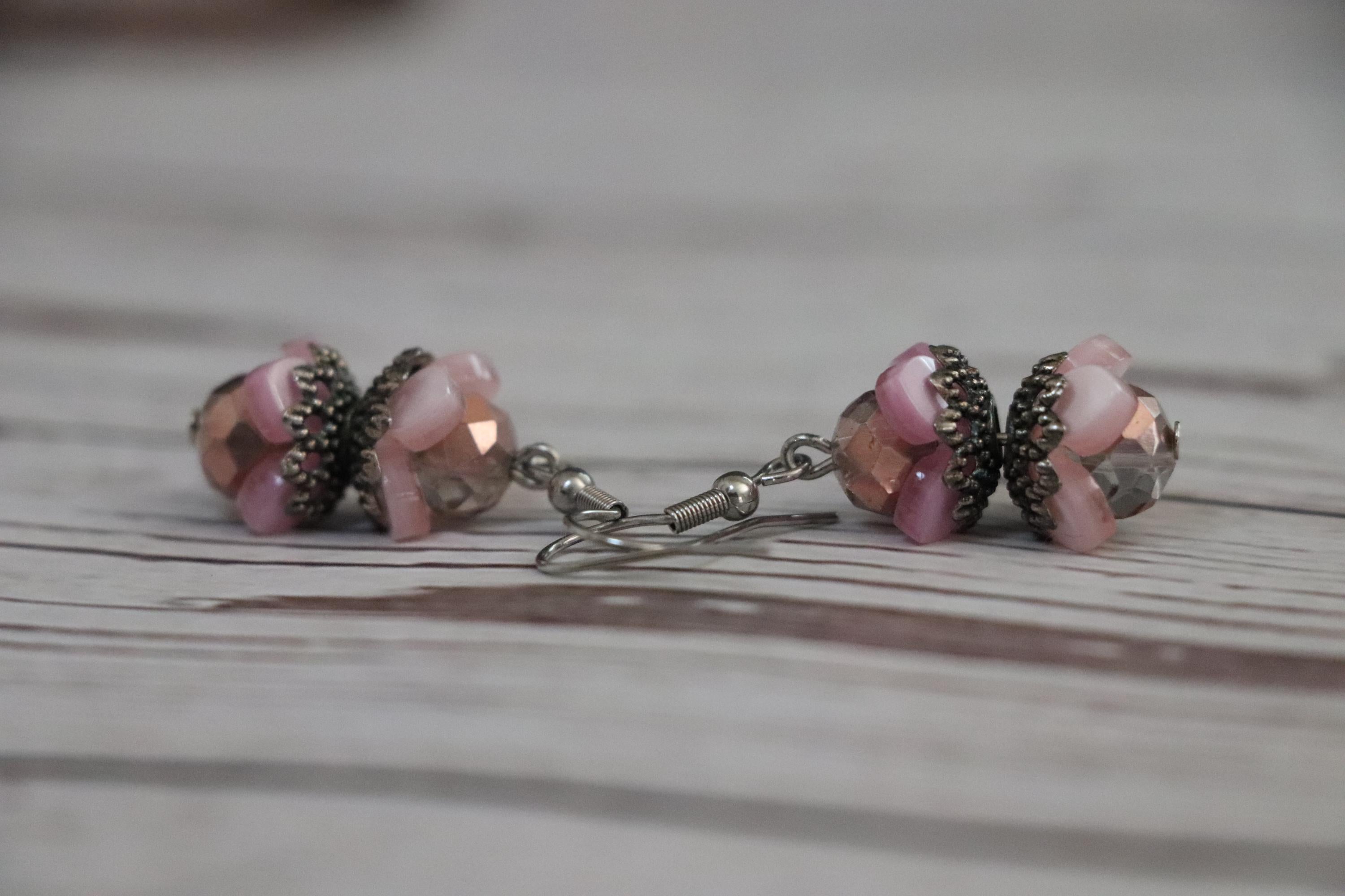 Pink & Silver Dangle Earrings