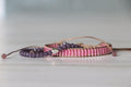 Pink Woven Bracelet & Purple Beaded Bracelet – Handmade Feminine Bracelet Set