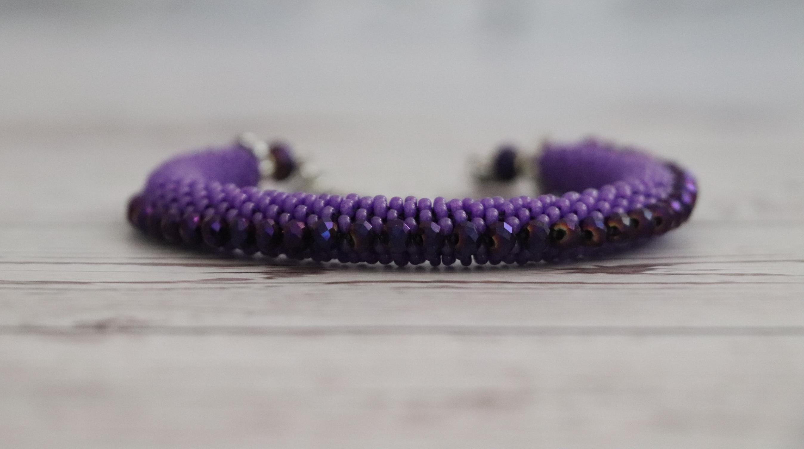 Purple Crystal Beaded Bracelet