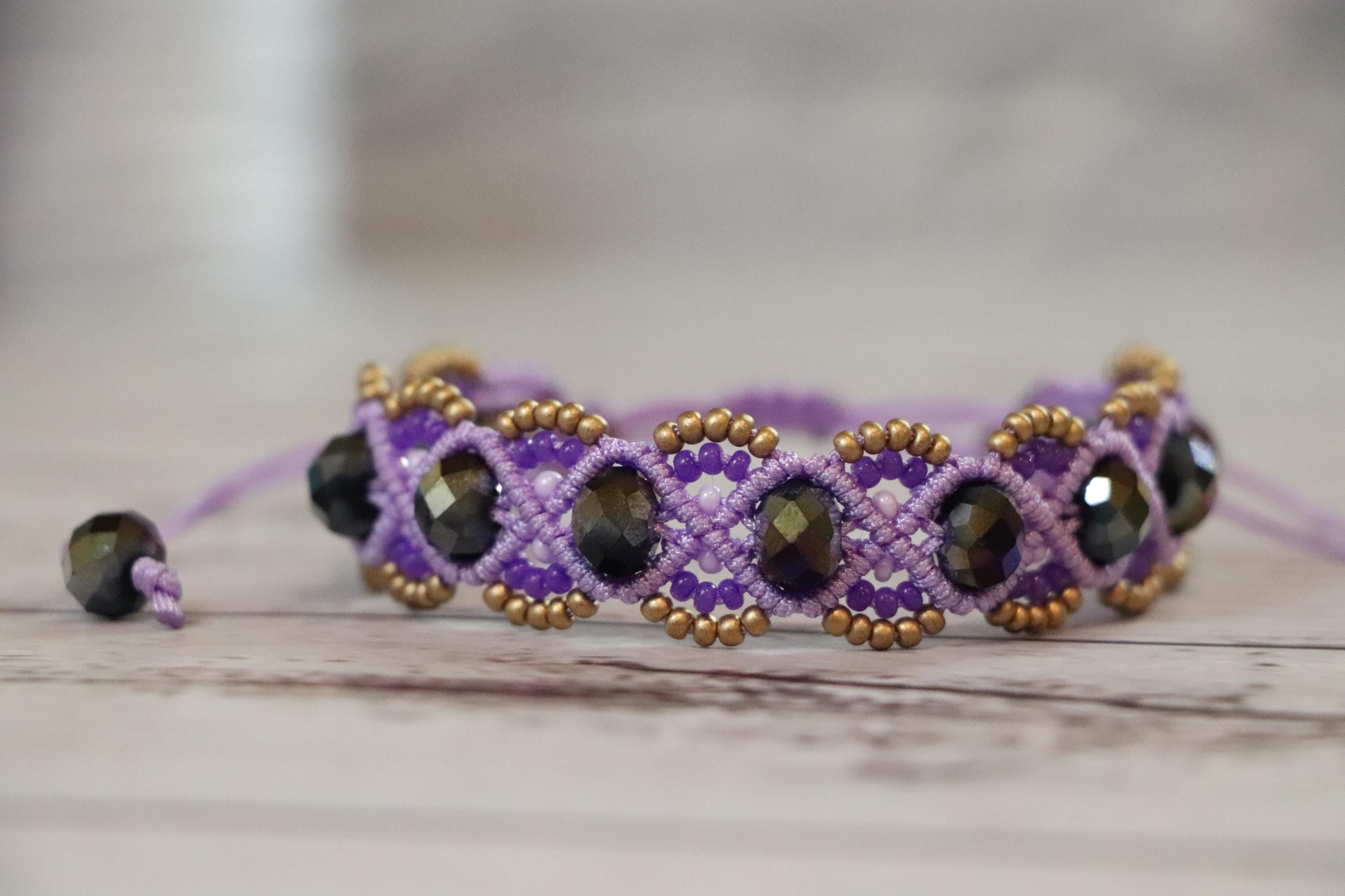 Purple&Gold Macrame Bracelet