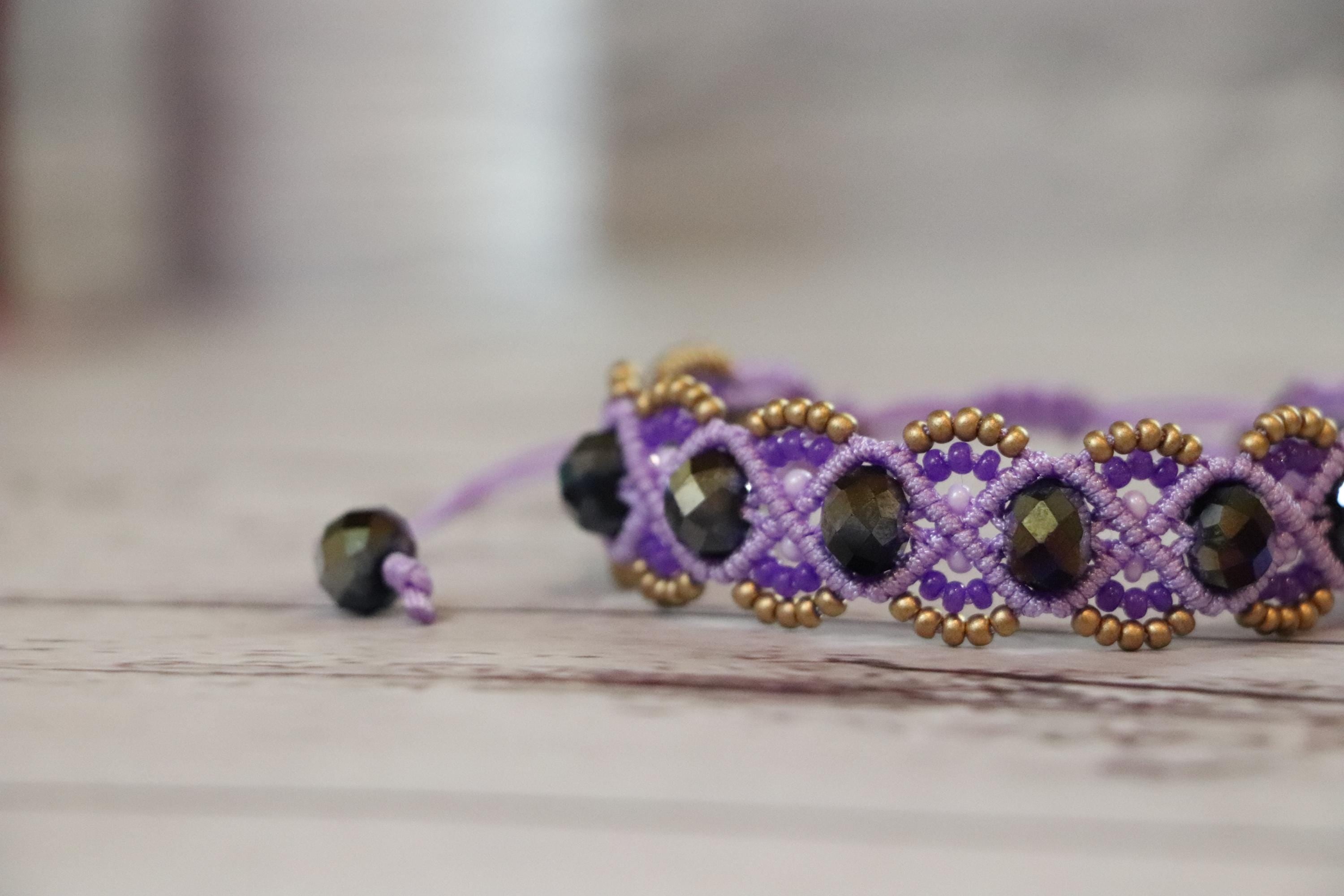 Purple&Gold Macrame Bracelet