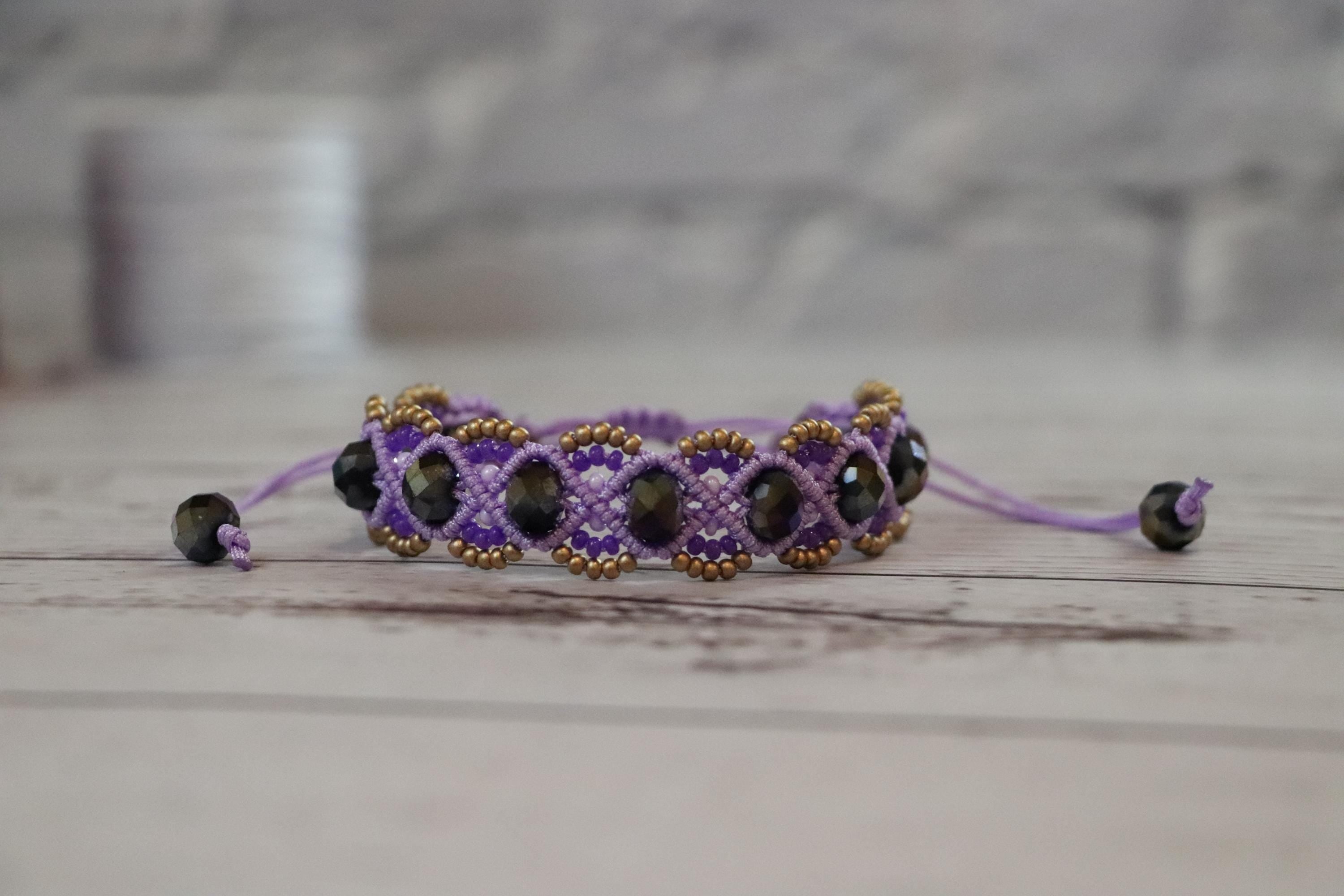 Purple&Gold Macrame Bracelet