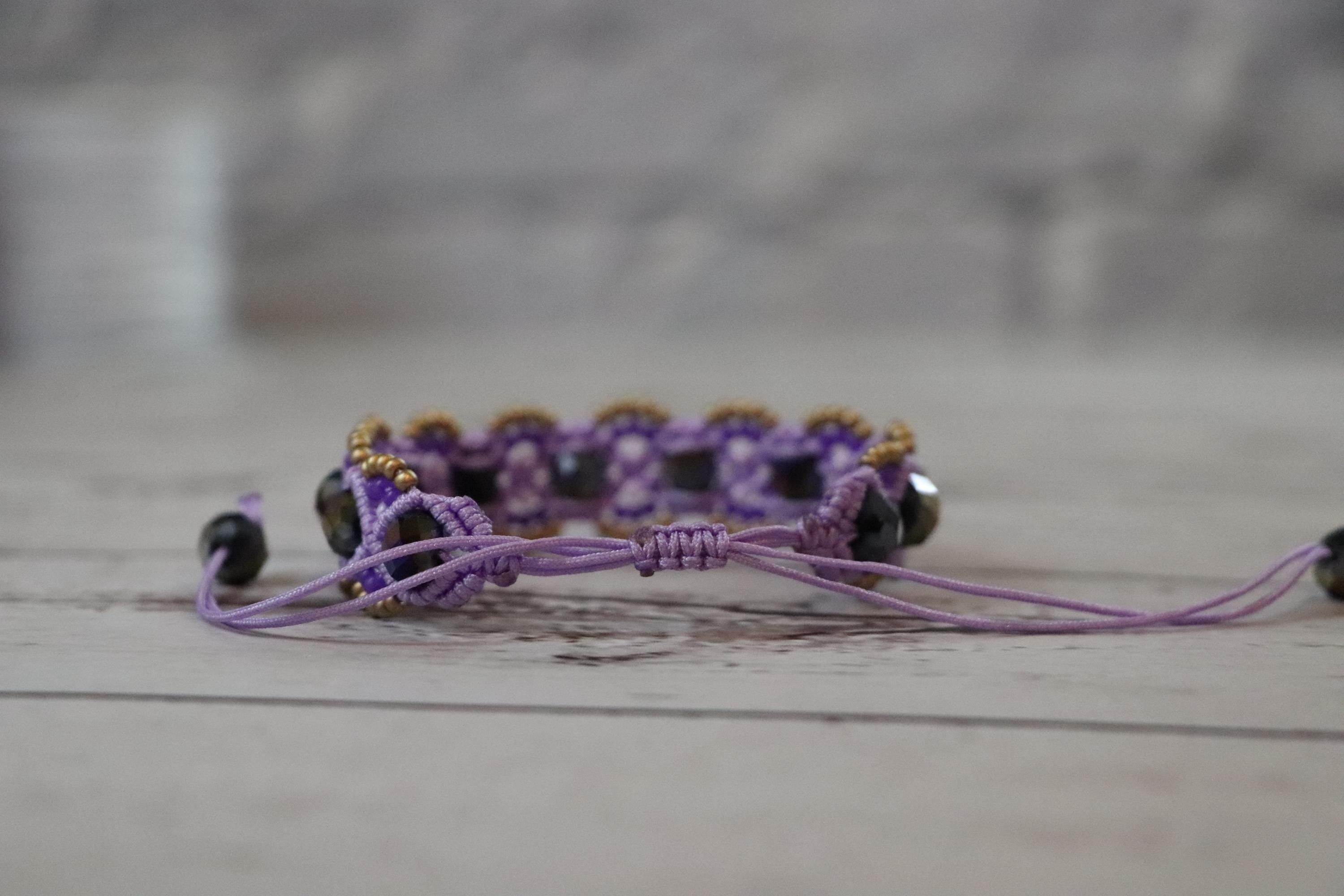 Purple&Gold Macrame Bracelet