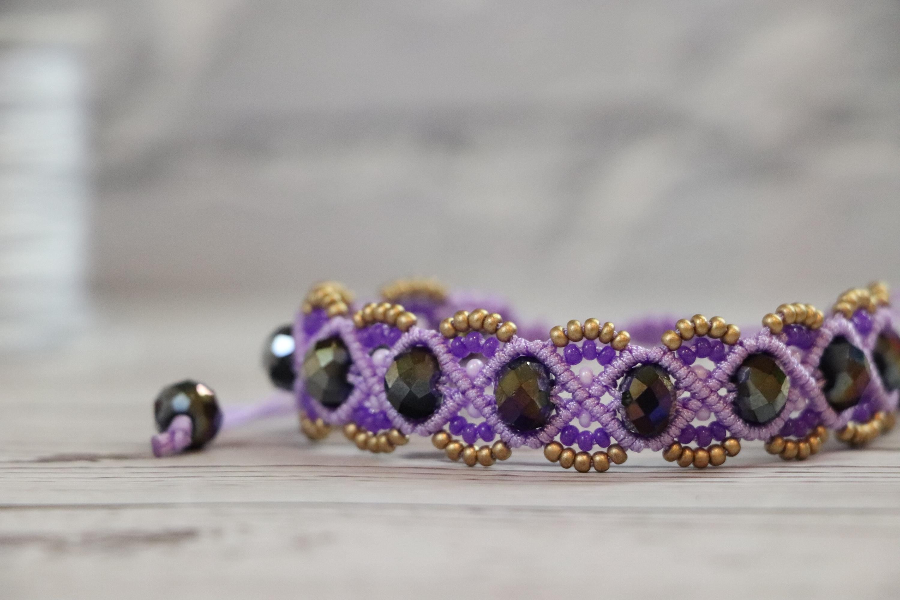 Purple&Gold Macrame Bracelet