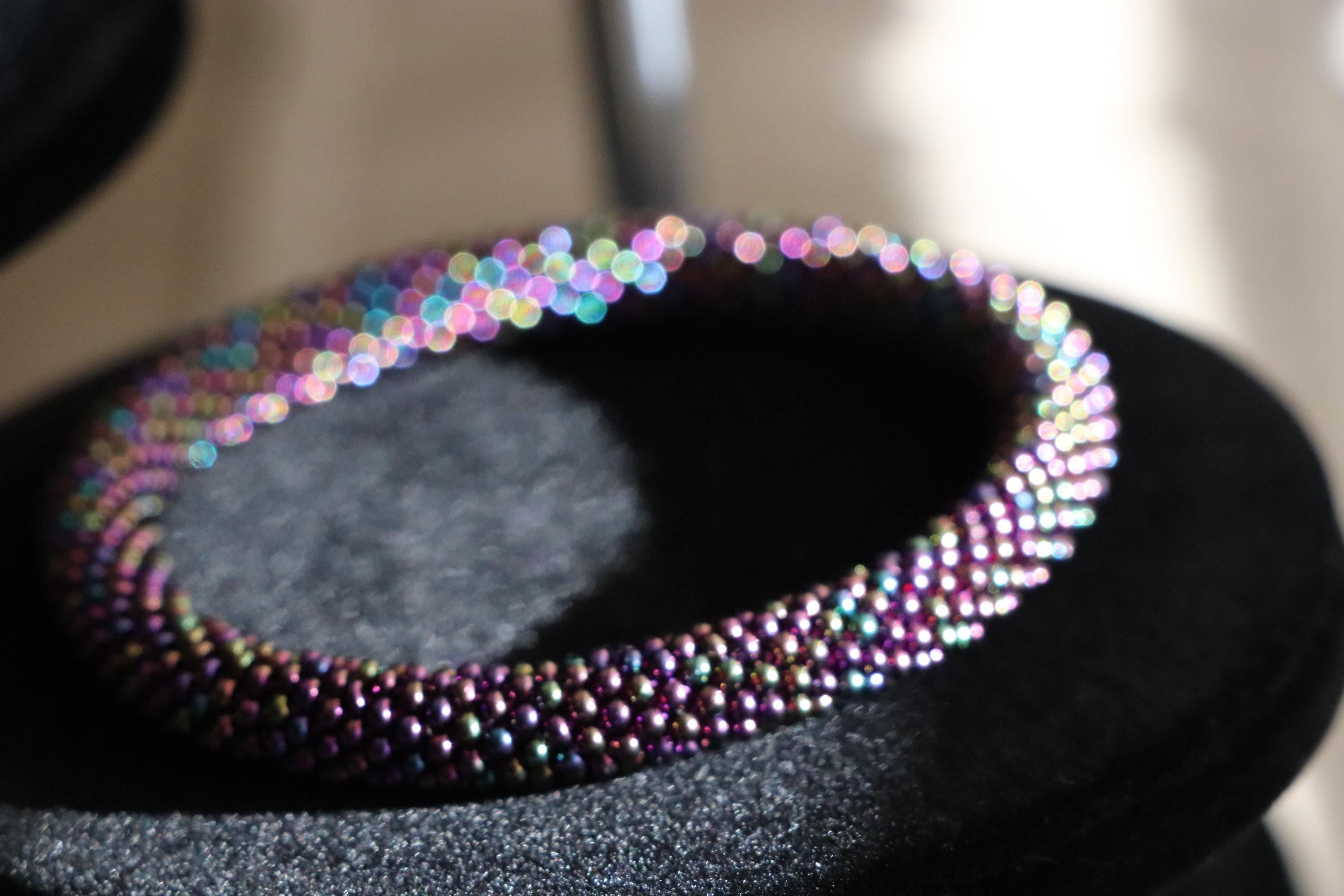 Purple Iridescent Stretch Bracelet for Women