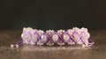 Purple Macrame Bracelet for Women with White Crystal Beads