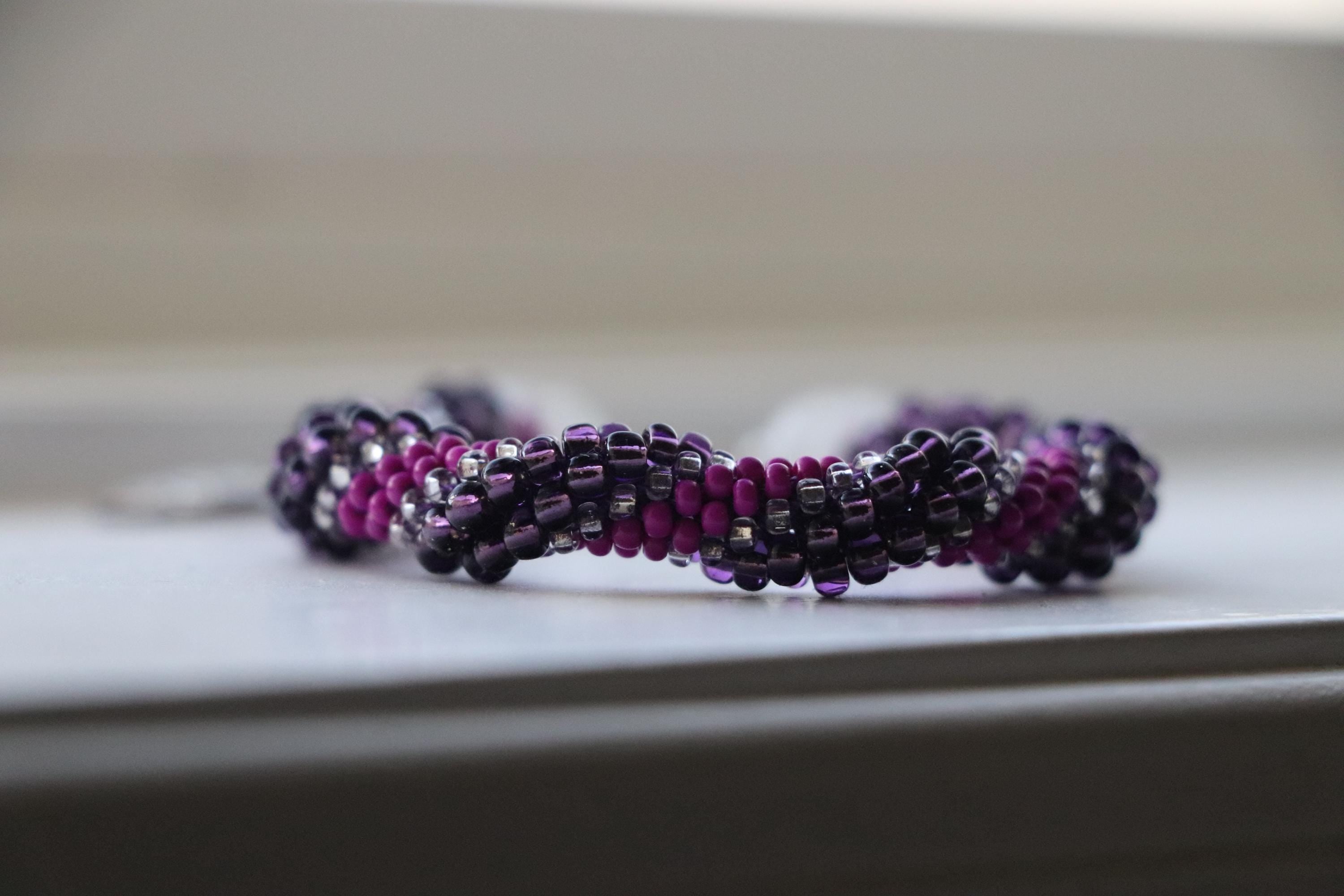 Purple and Pink Beaded Bracelet