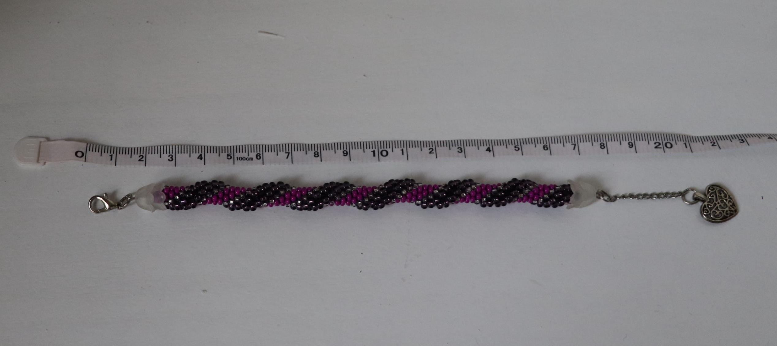Purple and Pink Beaded Bracelet