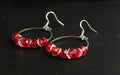 Red Bead Hoop Earrings