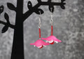 Red Crystal & Pink Flower Earrings