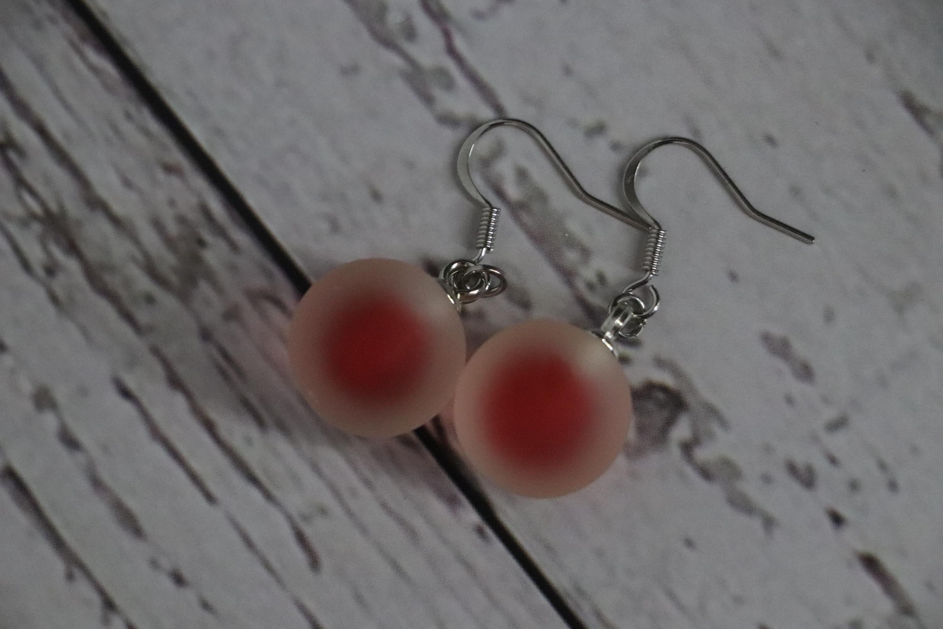 Red Dangle Ball Earrings