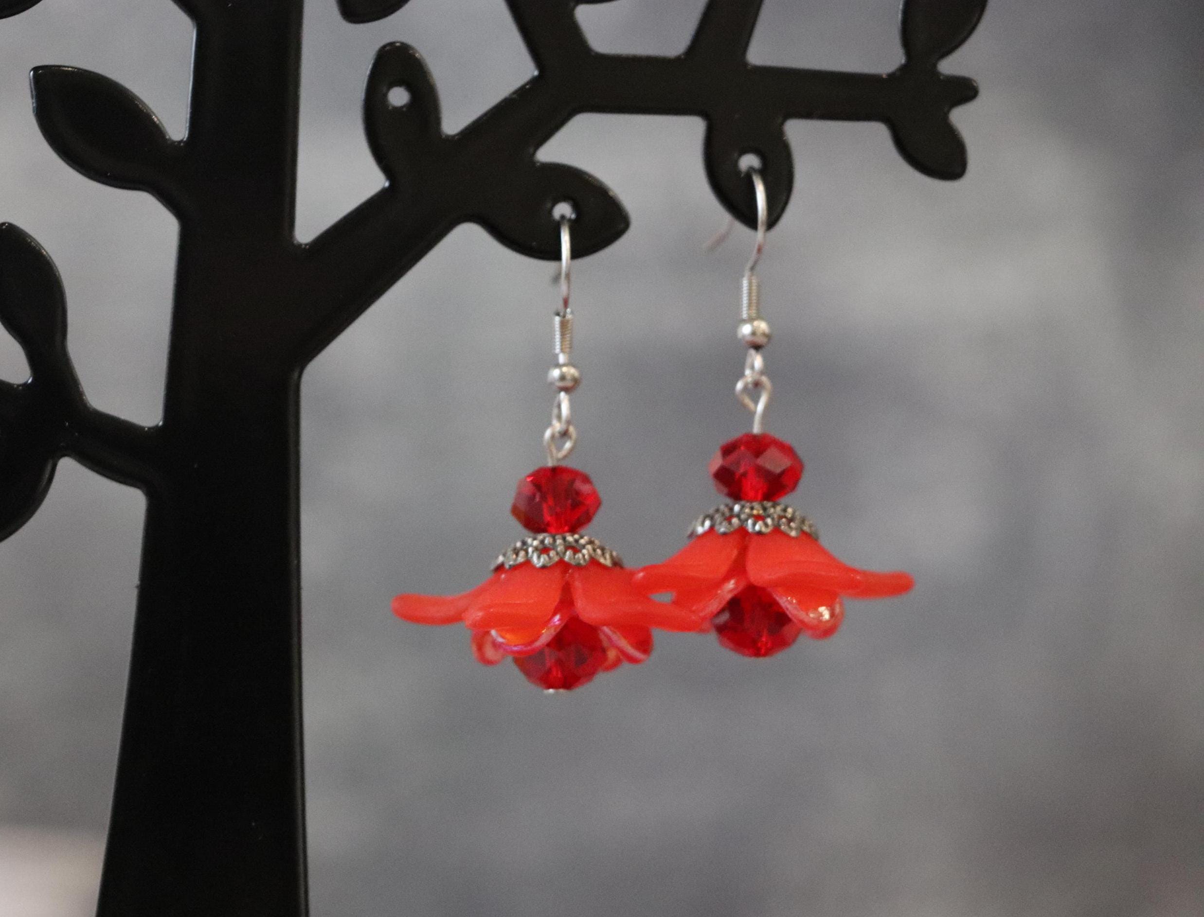 Red Flower Earrings